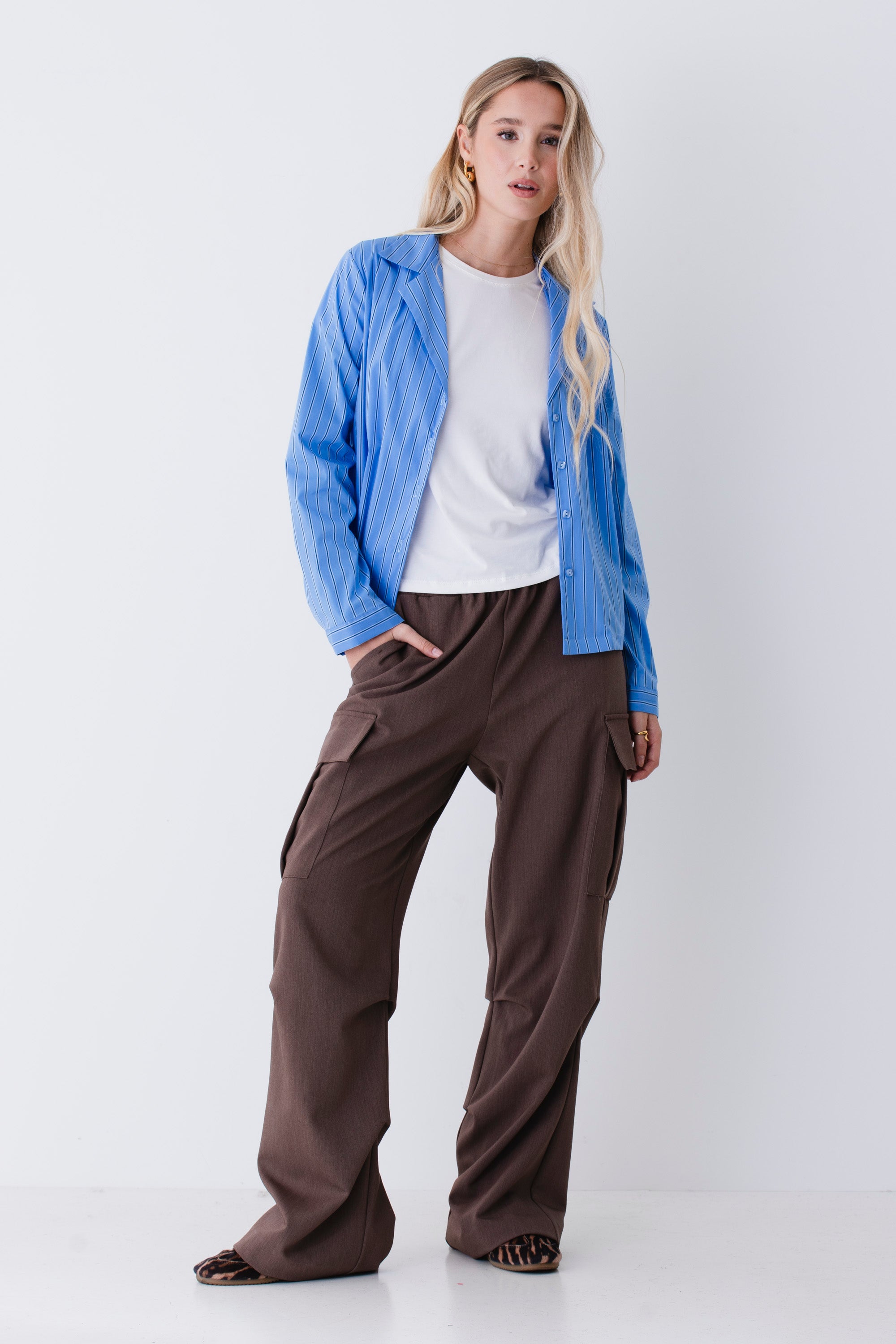 Pantalone cargo in tessuto effetto melange - FW26