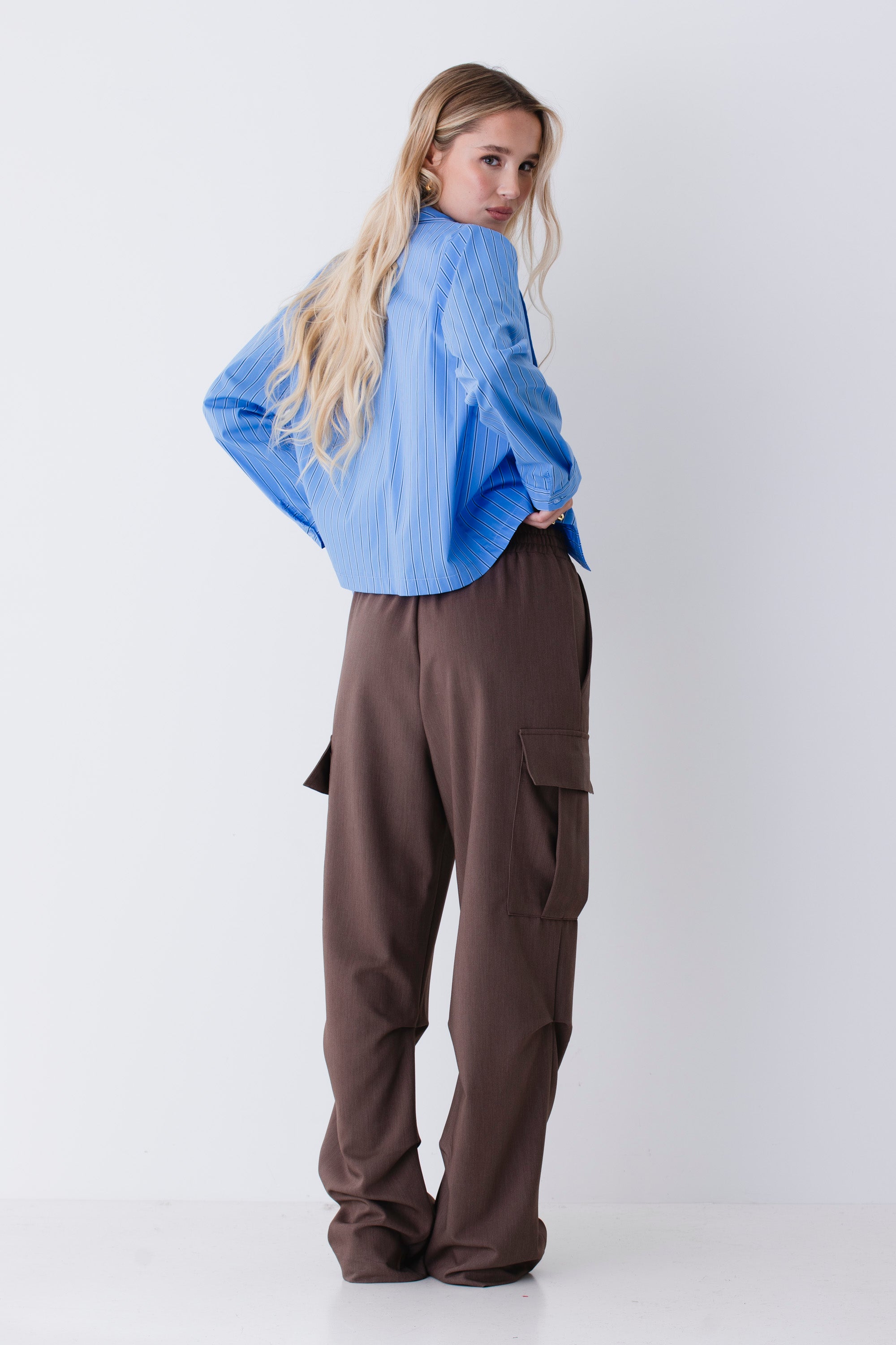 Pantalone cargo in tessuto effetto melange - FW26