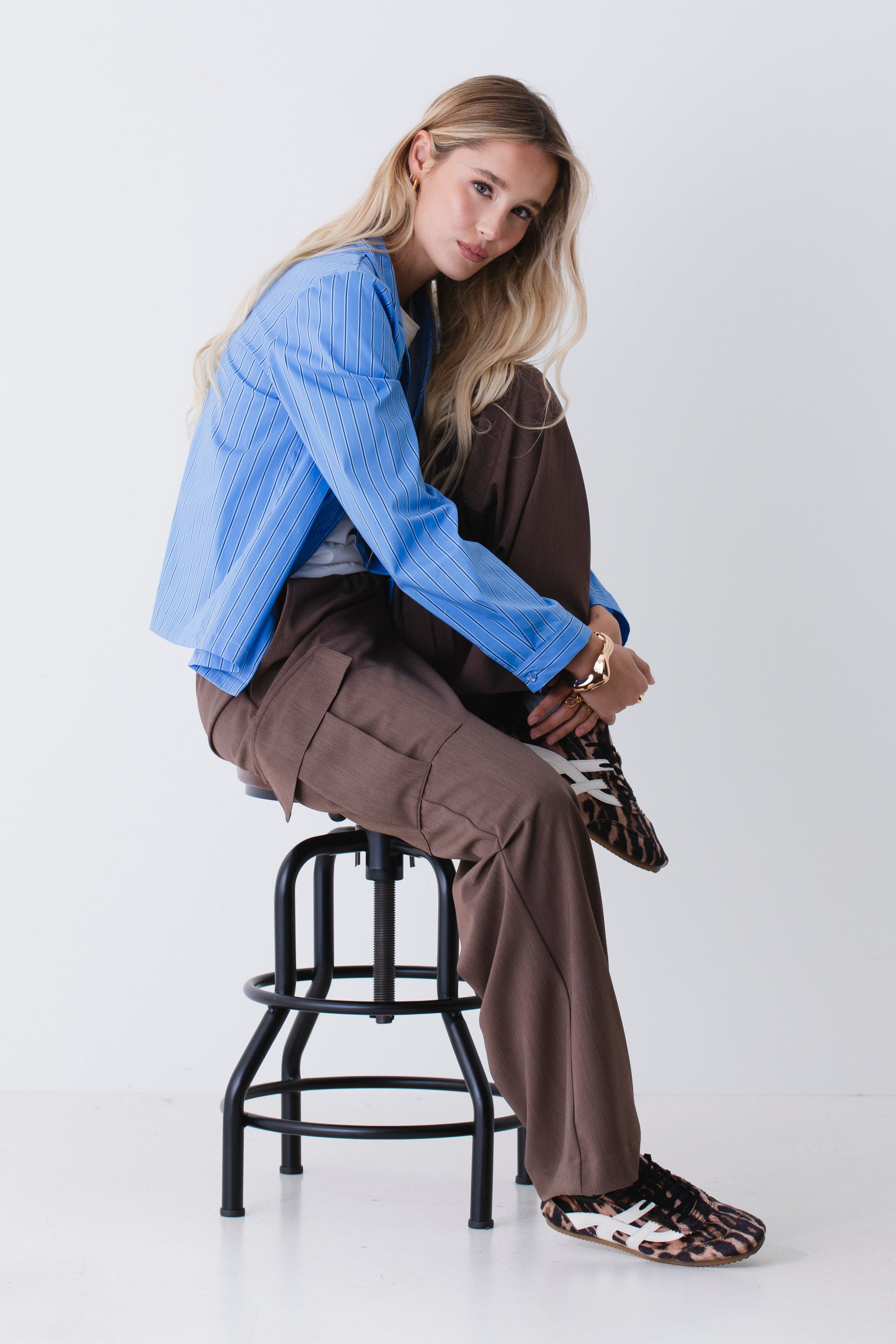 Pantalone cargo in tessuto effetto melange - FW26