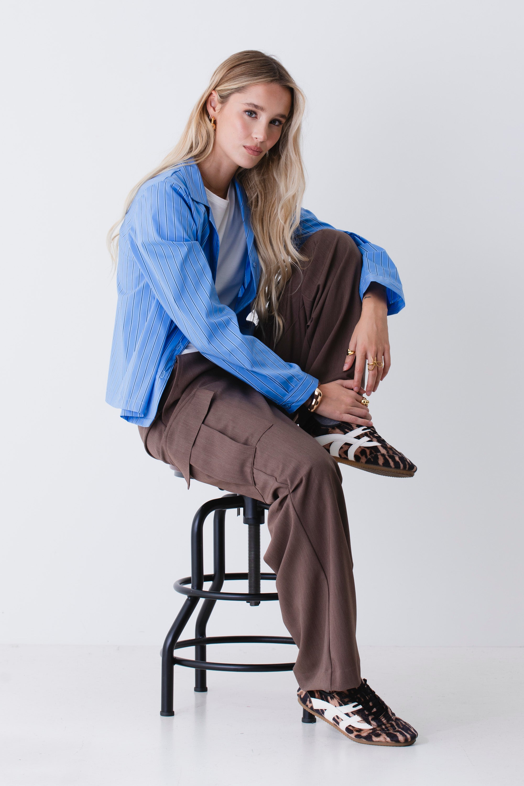 Pantalone cargo in tessuto effetto melange - FW26