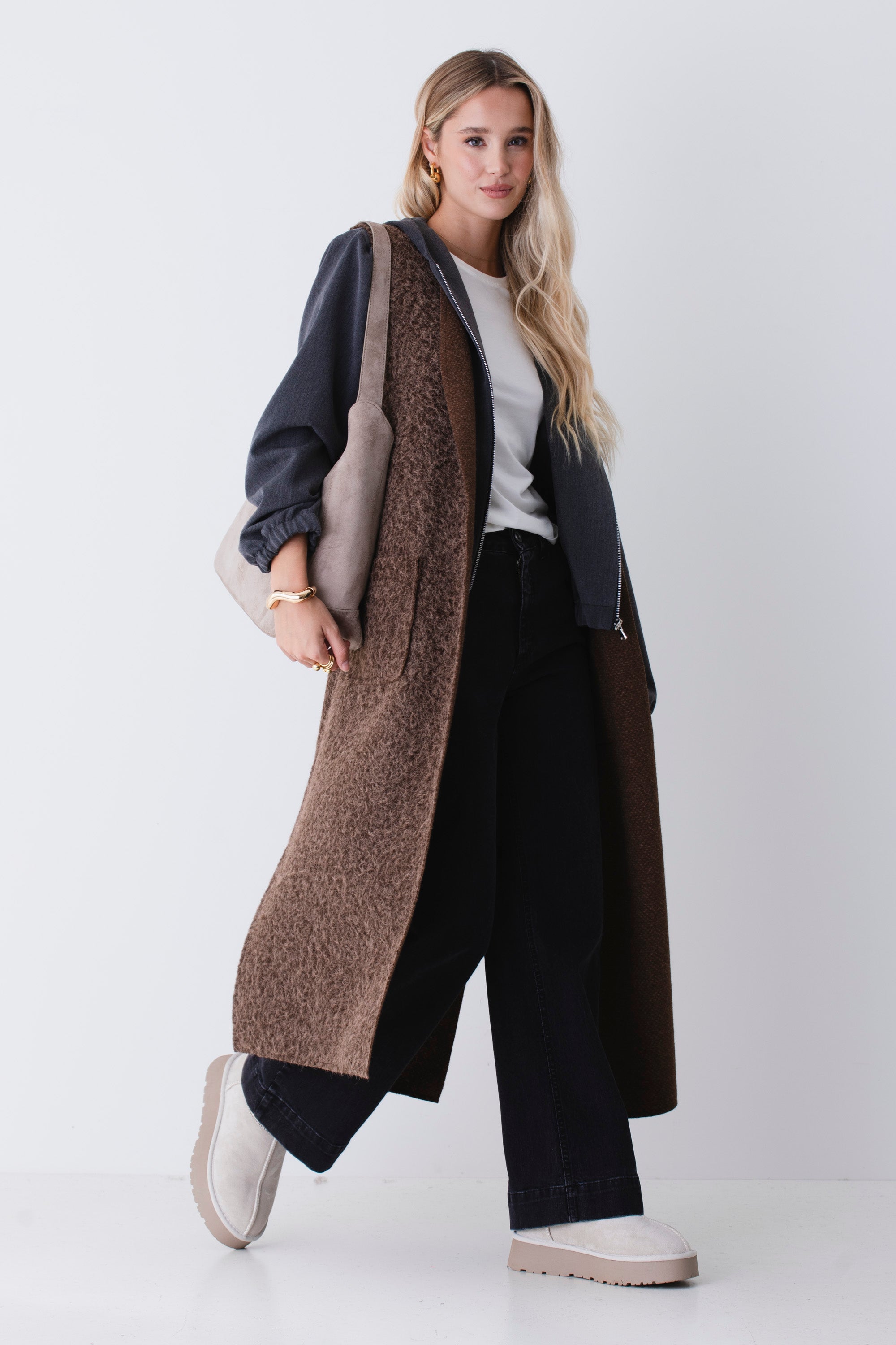 Gilet lungo in tessuto effetto lana cotta - FW26