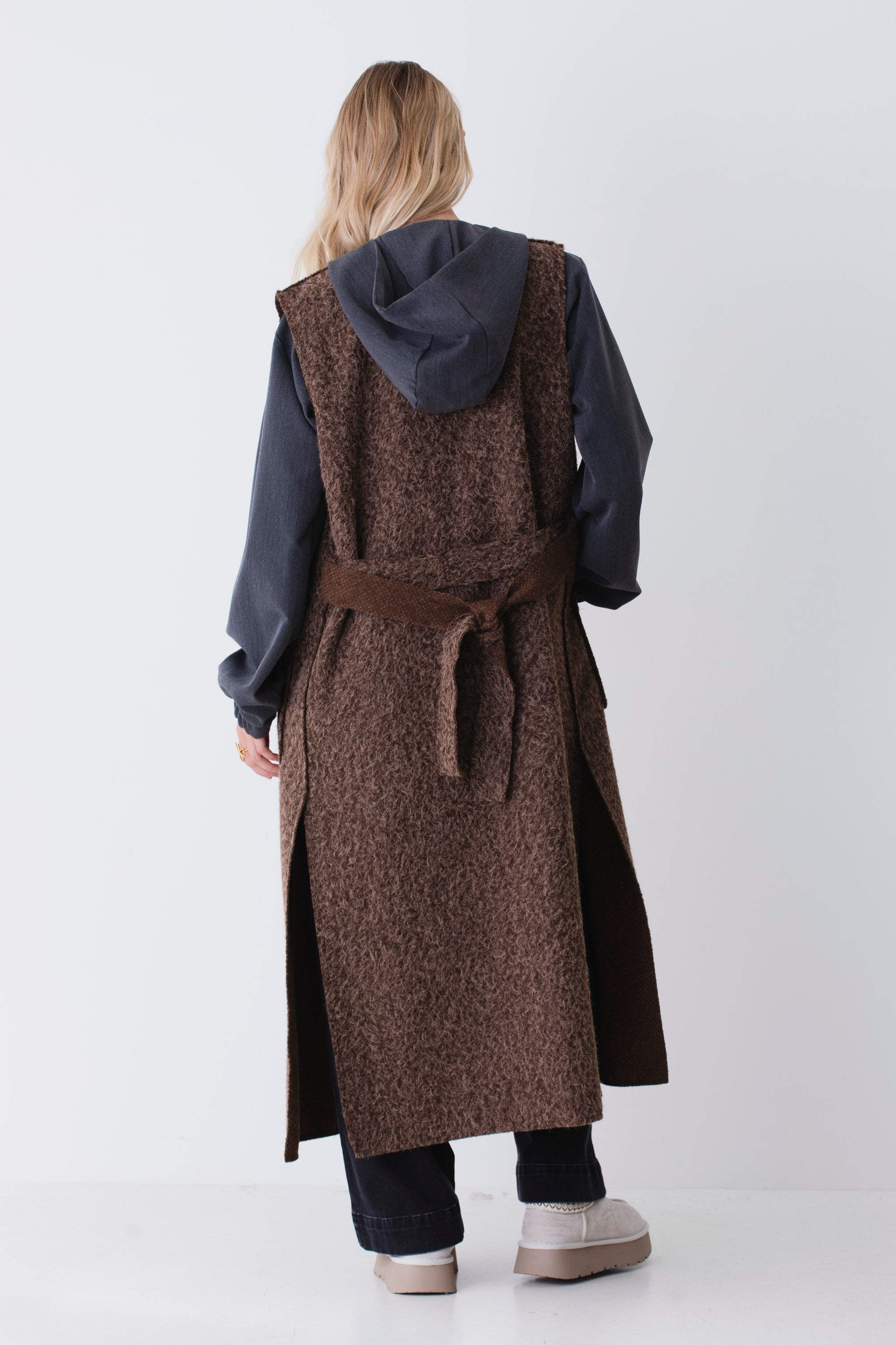 Gilet lungo in tessuto effetto lana cotta - FW26