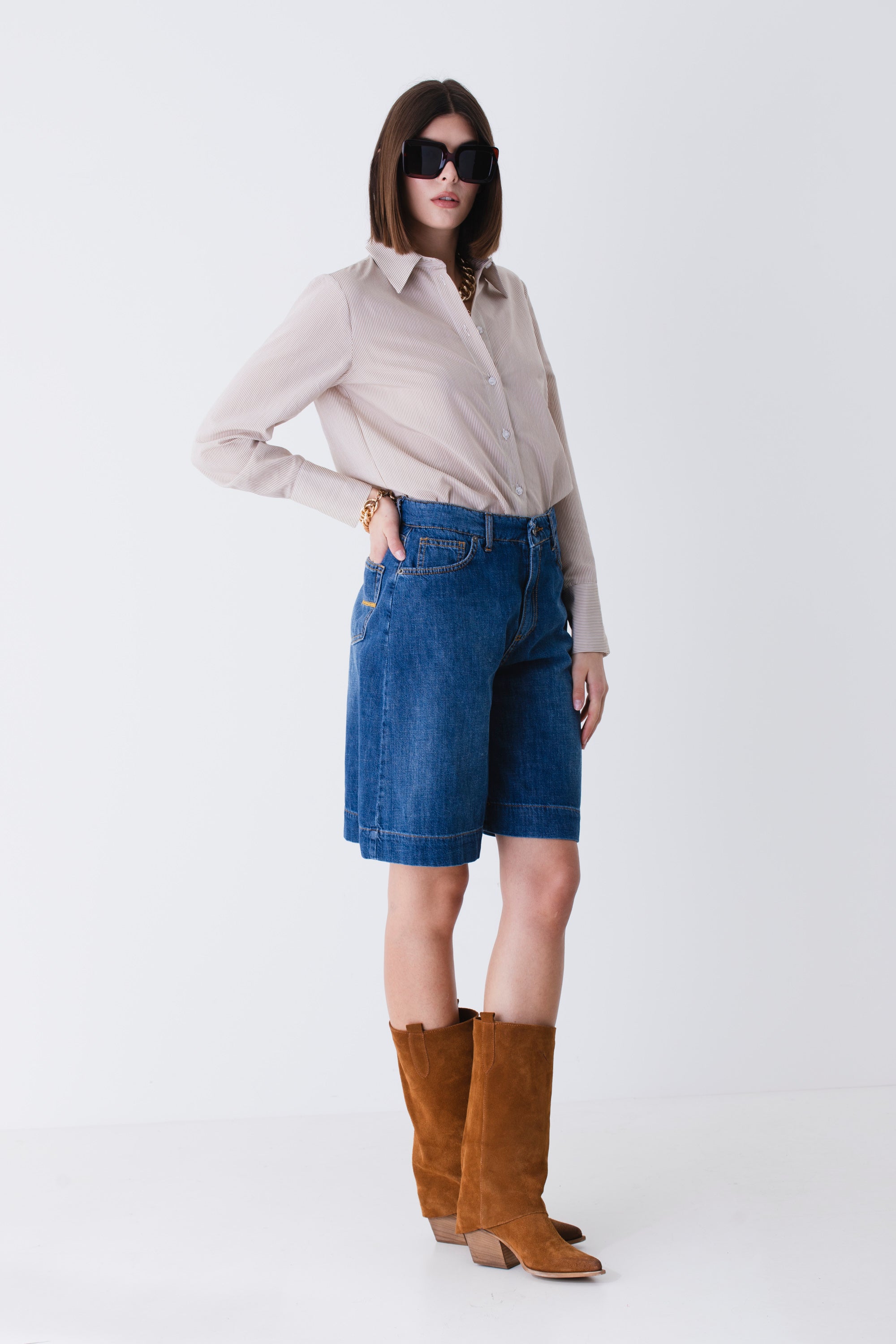 Camicia lunga a righe in viscosa - PE25
