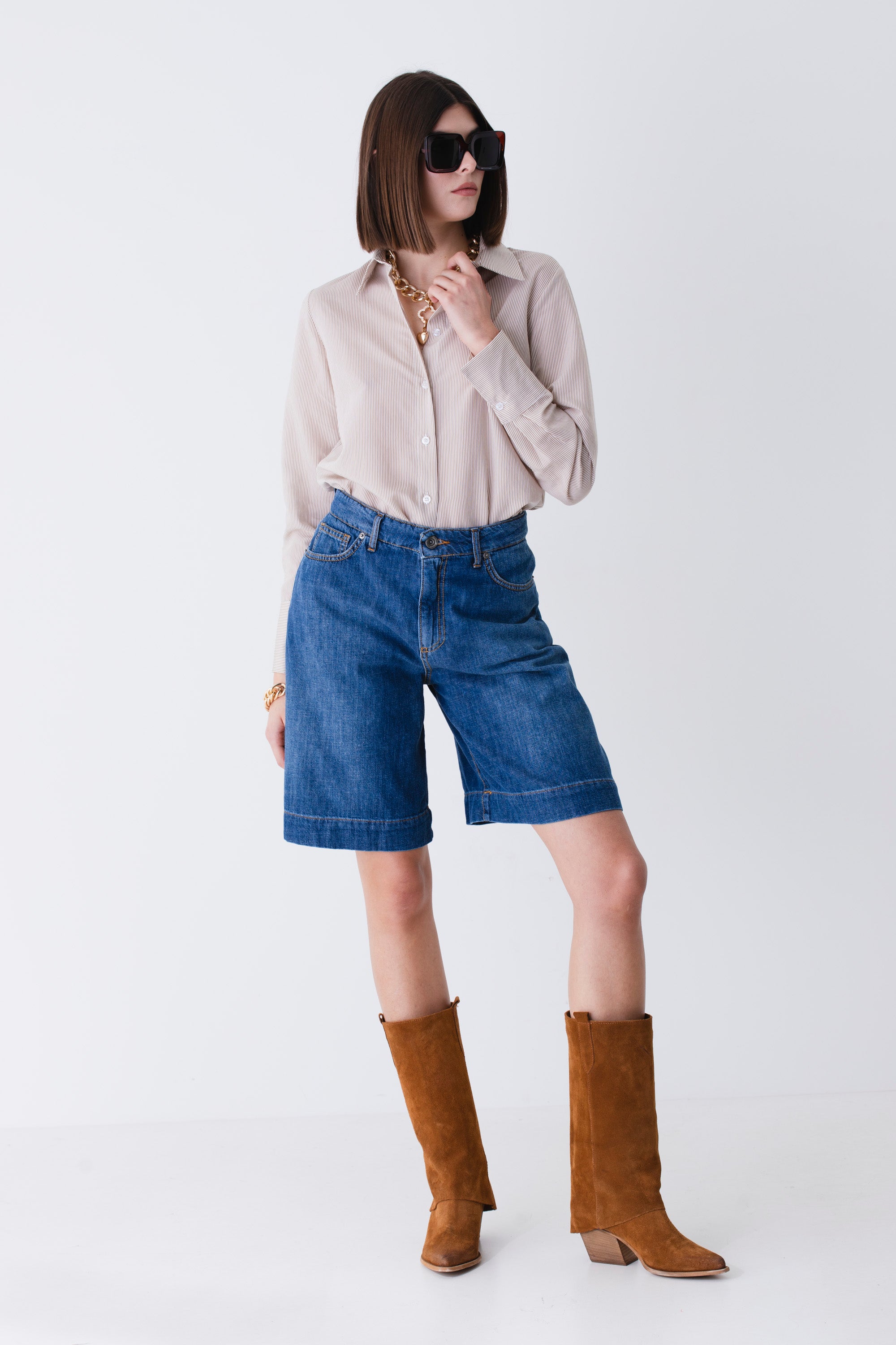 Camicia lunga a righe in viscosa - PE25