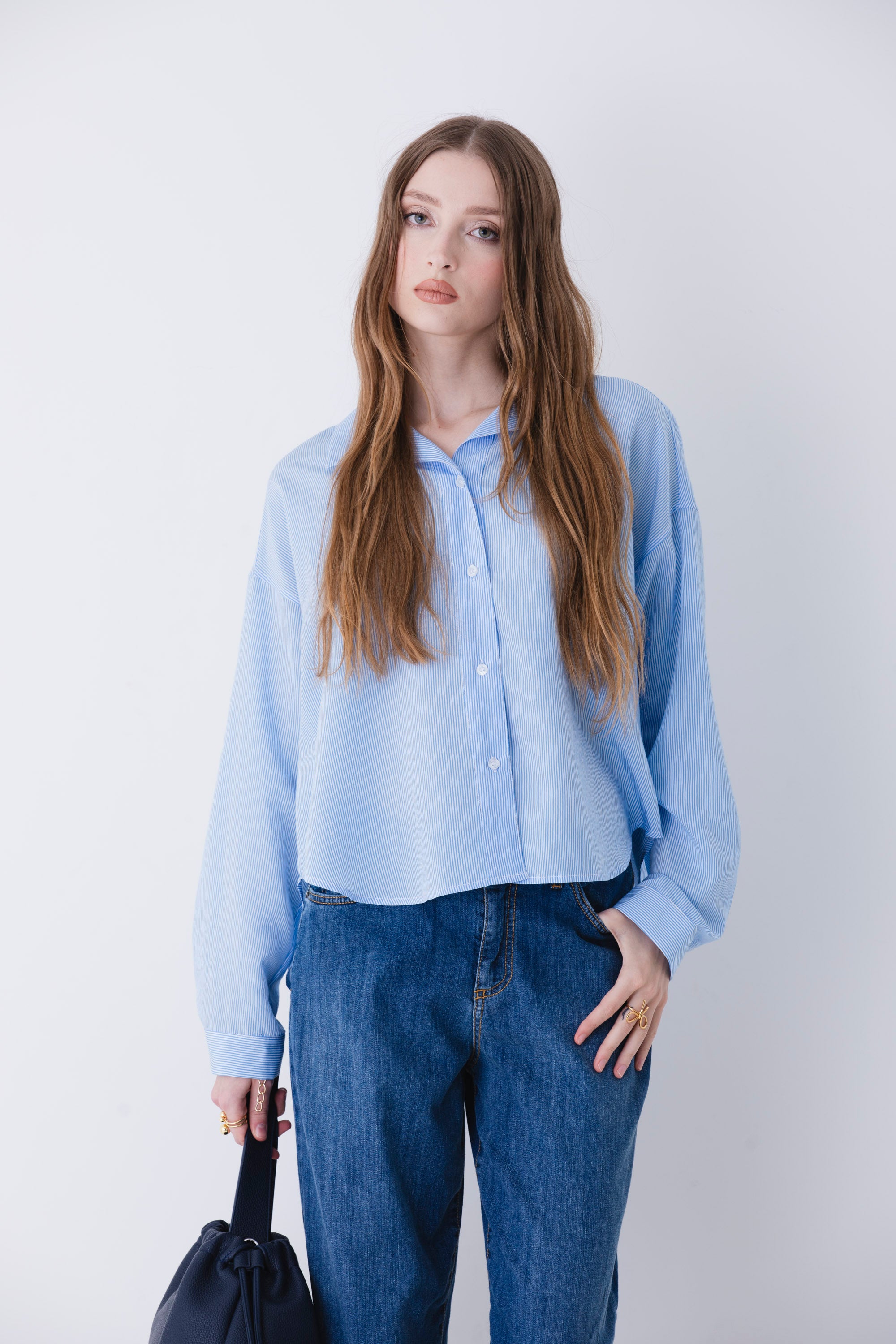 Camicia over a righe in viscosa - PE25