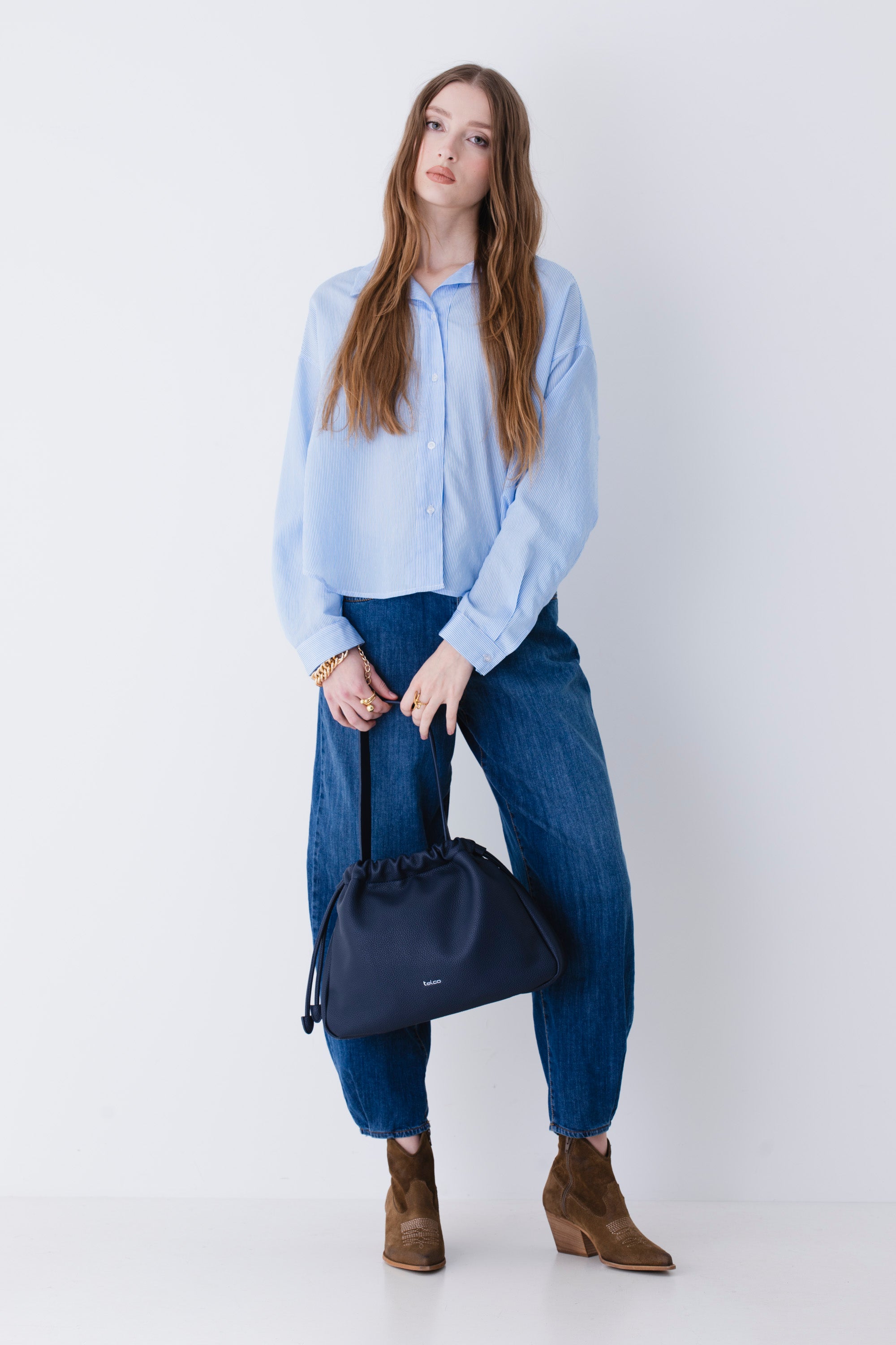 Camicia over a righe in viscosa - PE25