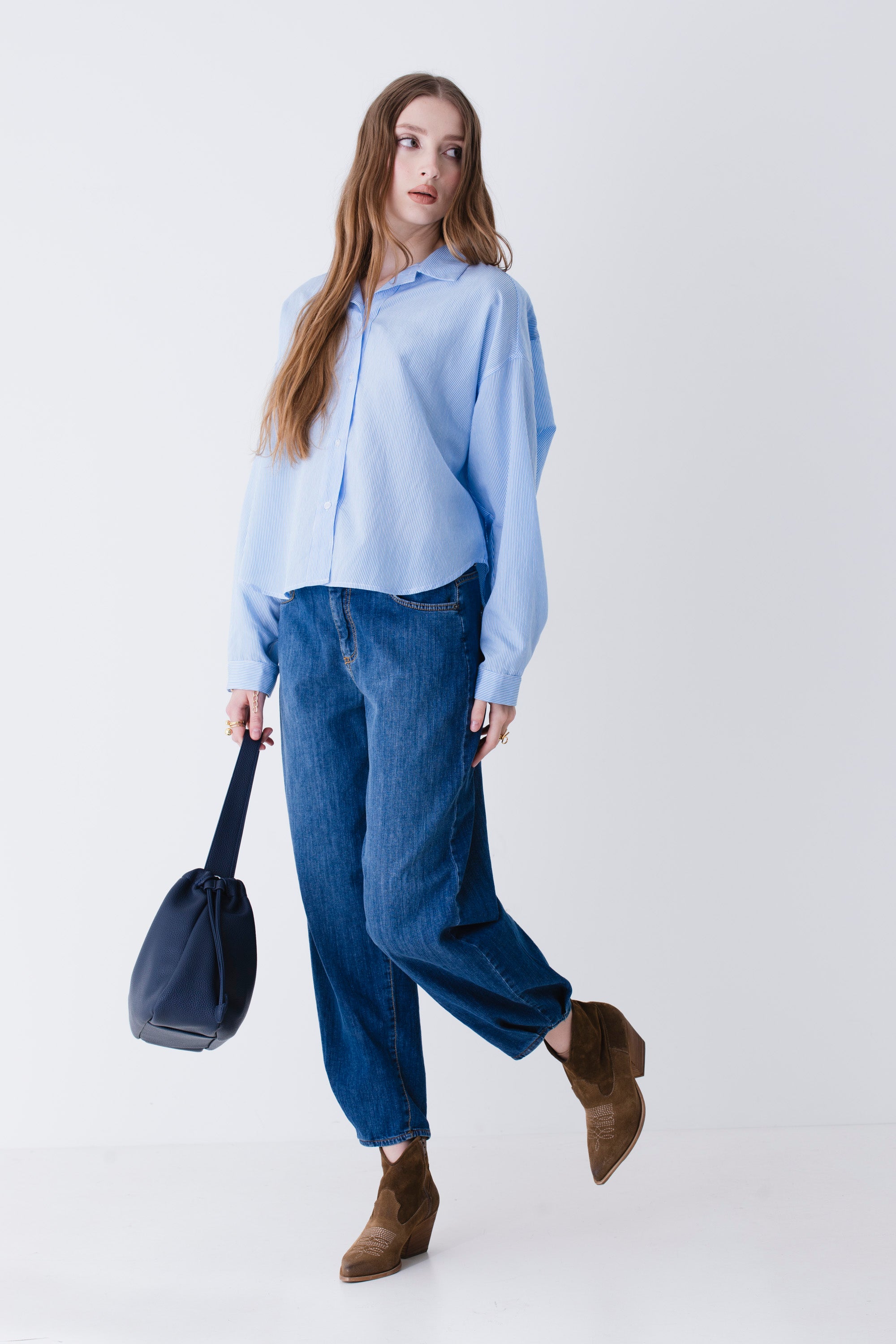 Camicia over a righe in viscosa - PE25