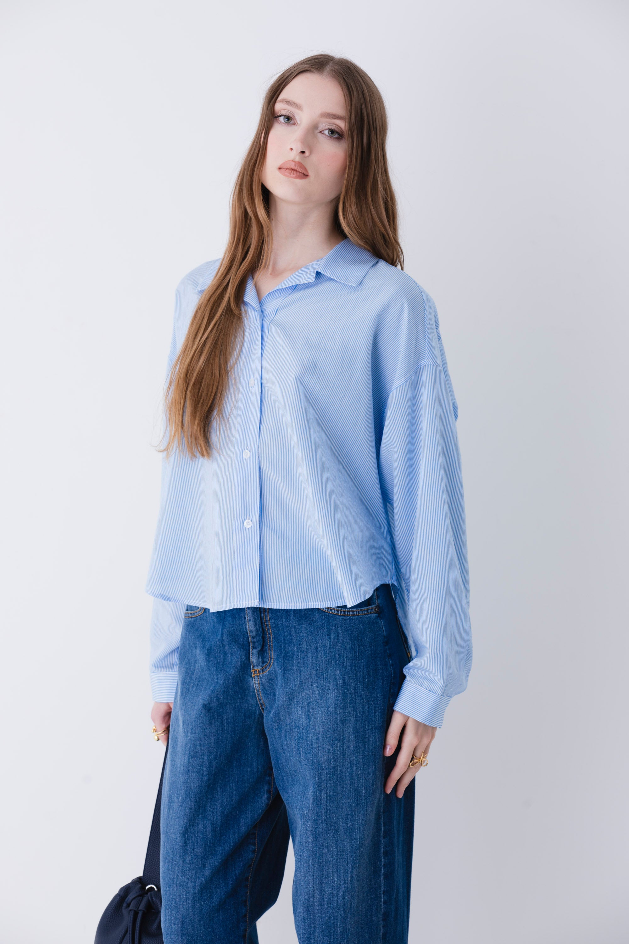 Camicia over a righe in viscosa - PE25