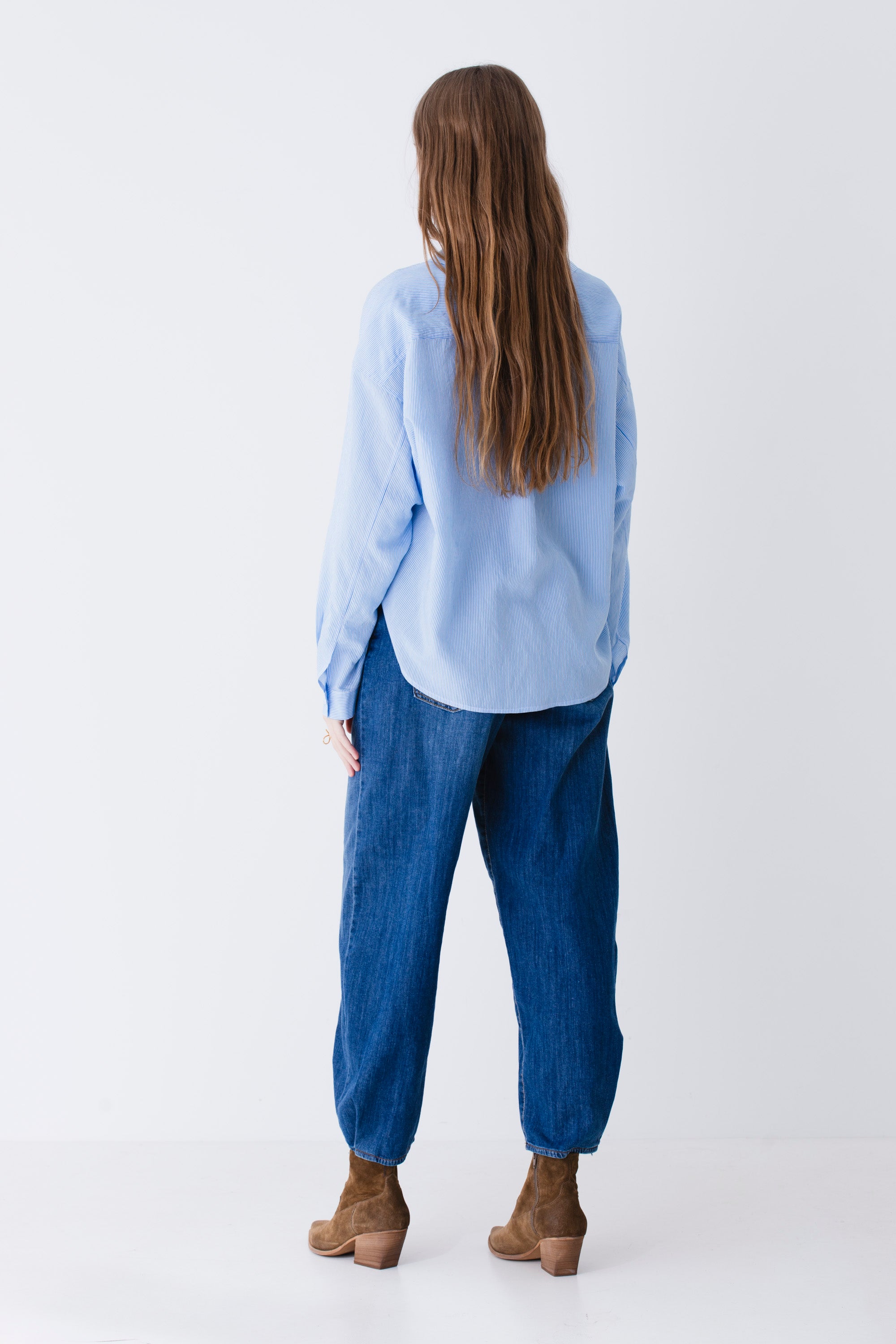 Camicia over a righe in viscosa - PE25