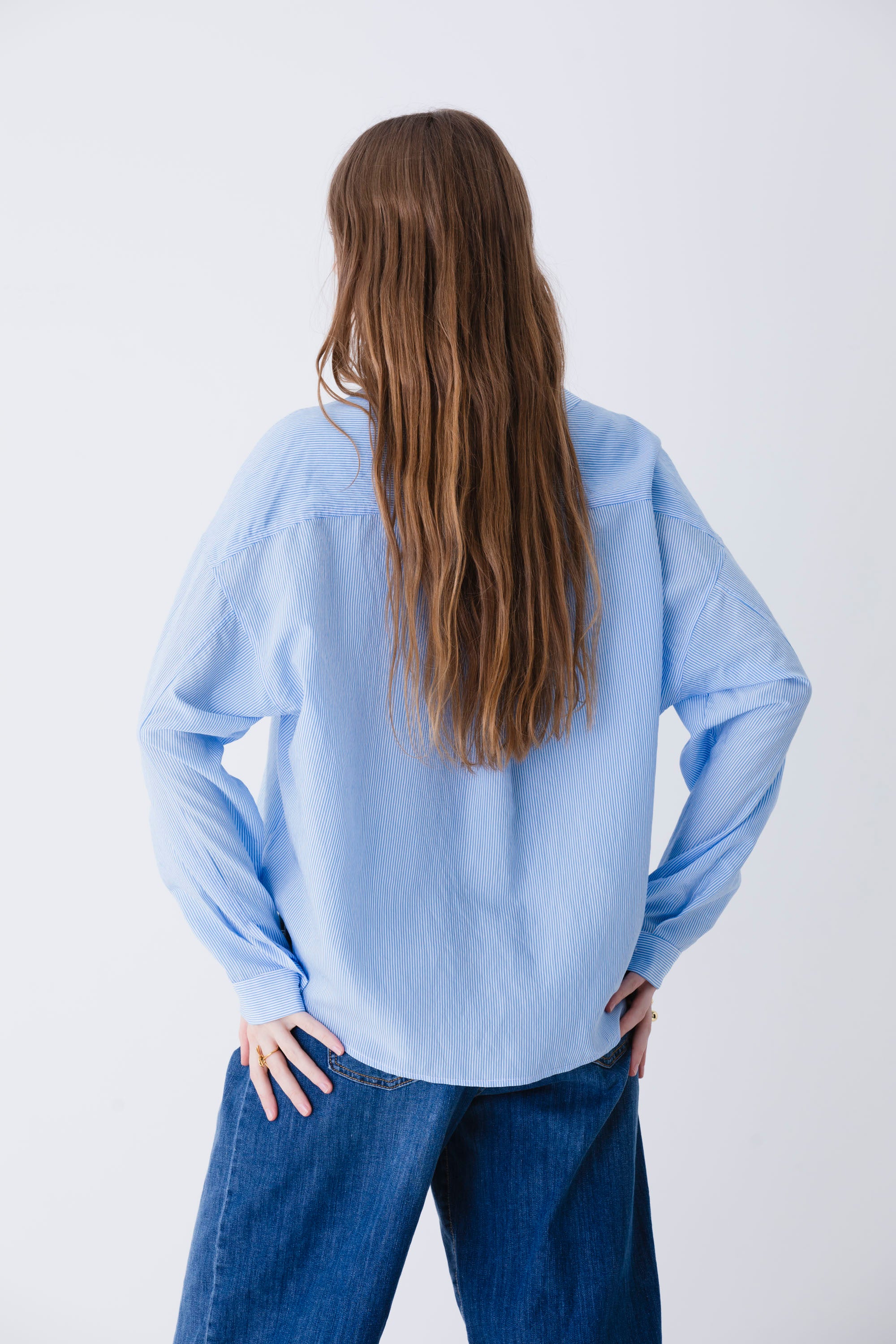 Camicia over a righe in viscosa - PE25