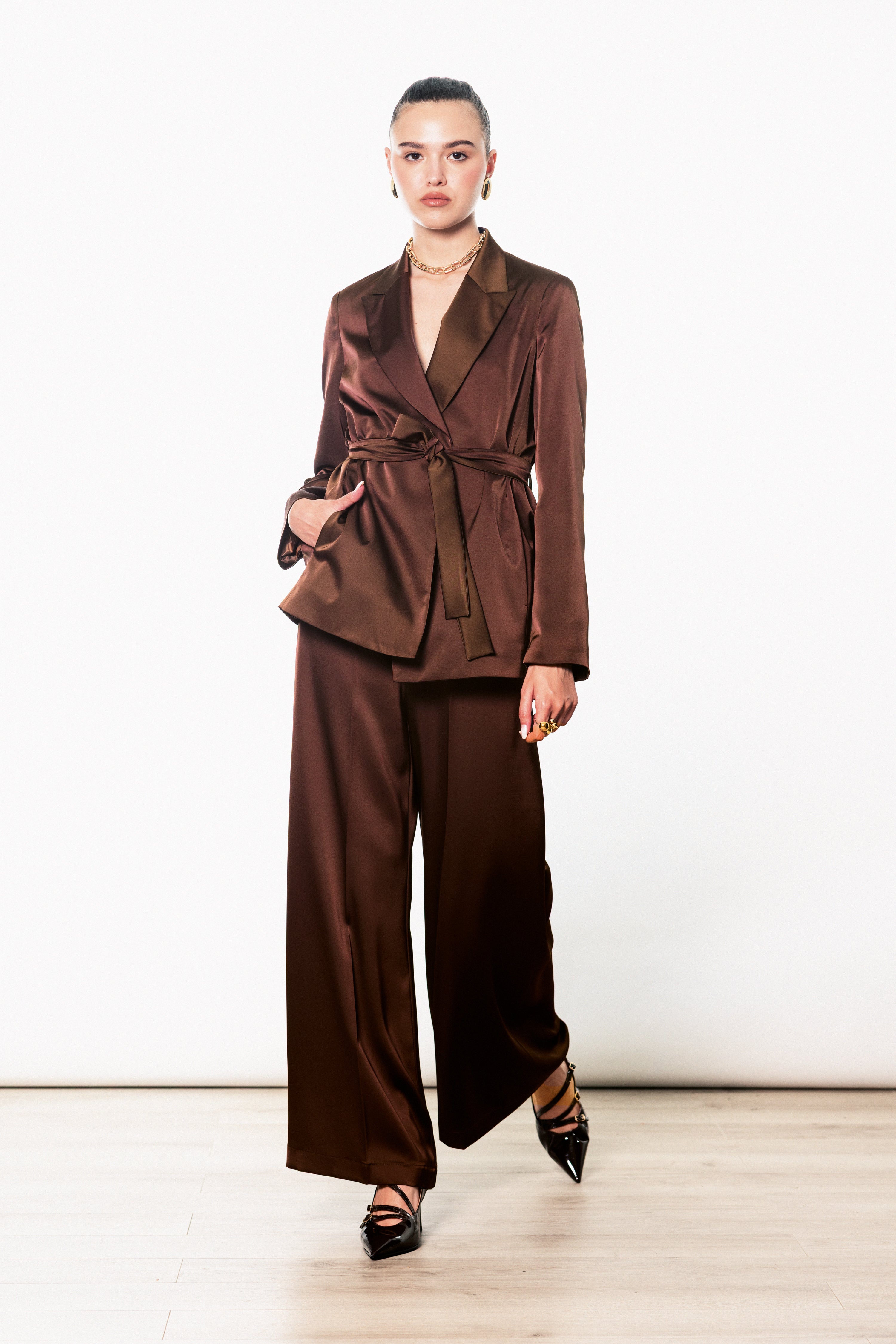 Blazer in raso con cintura - FW26
