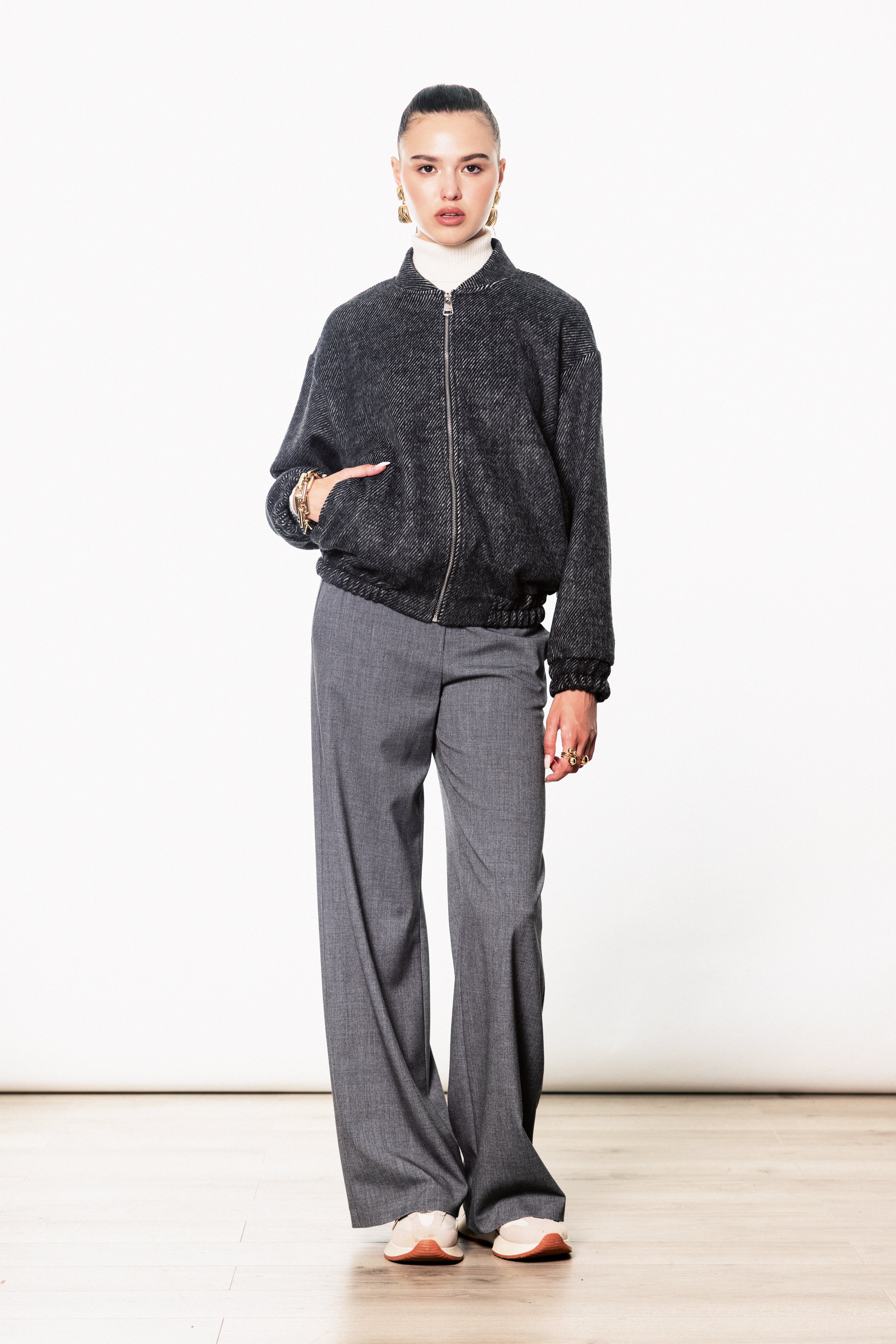 Bomber spinato in misto lana - FW26