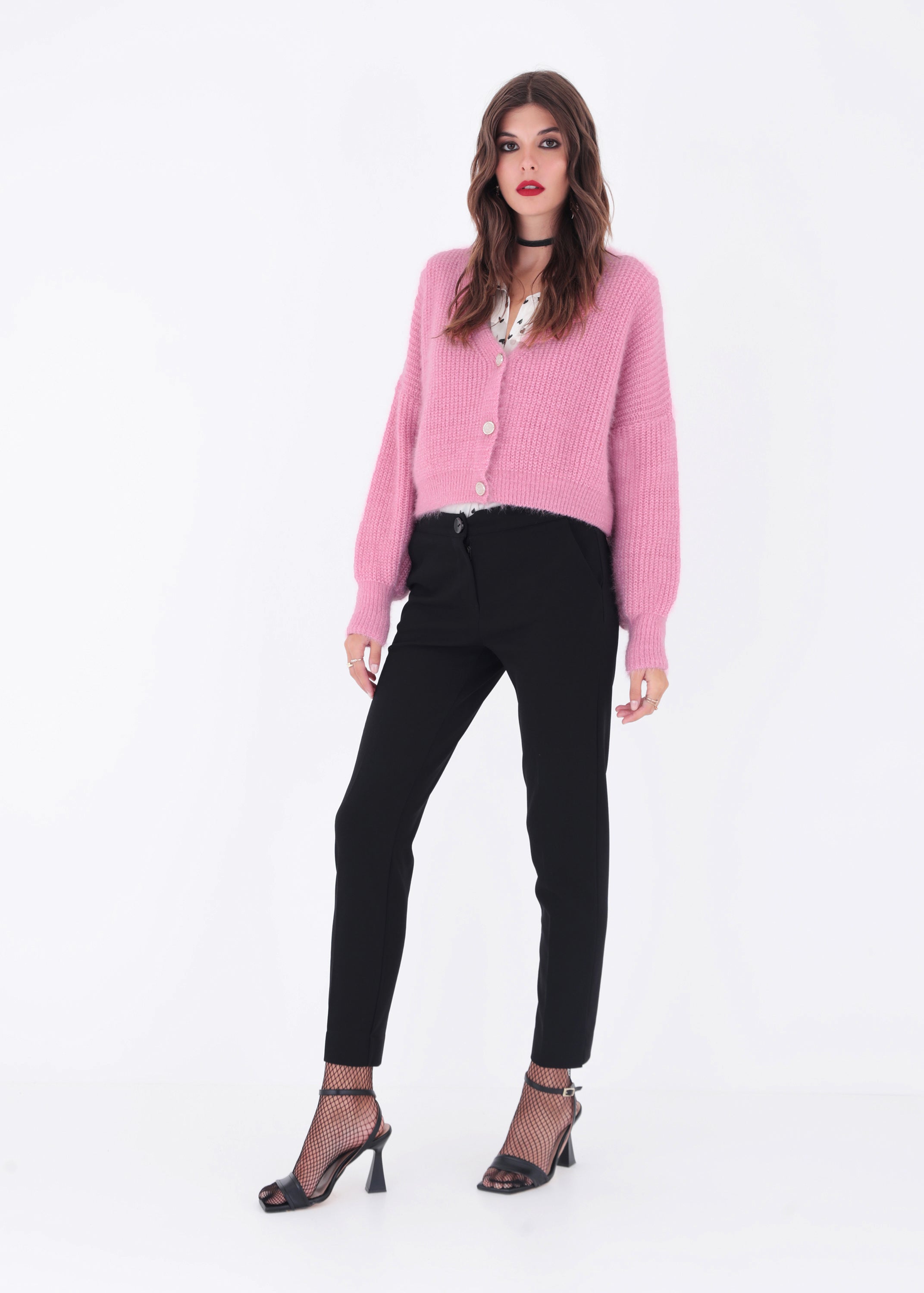 Giacca in maglia effetto mohair con bottoni gioiello - FW23
