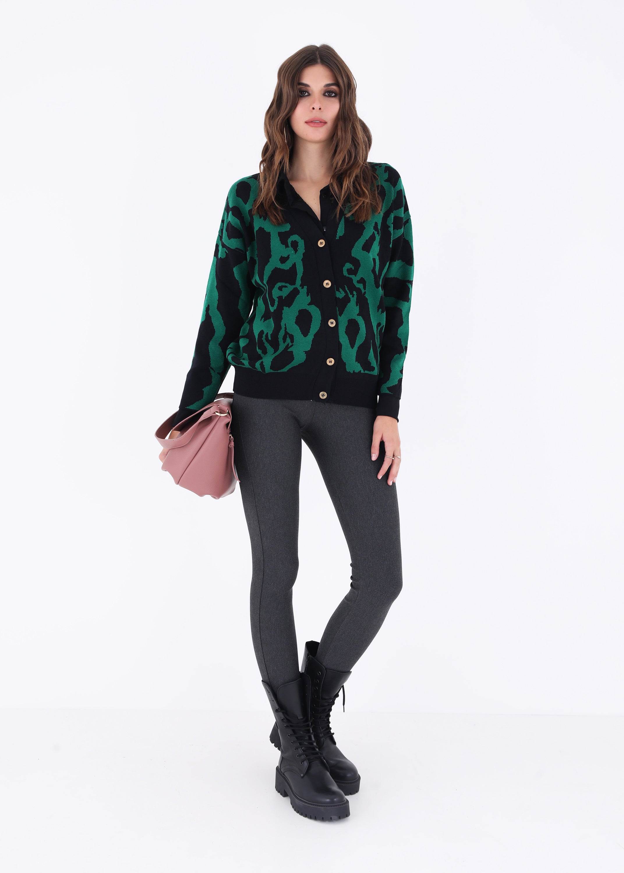 Cardigan con bottoni in maglia jacquard - FW23