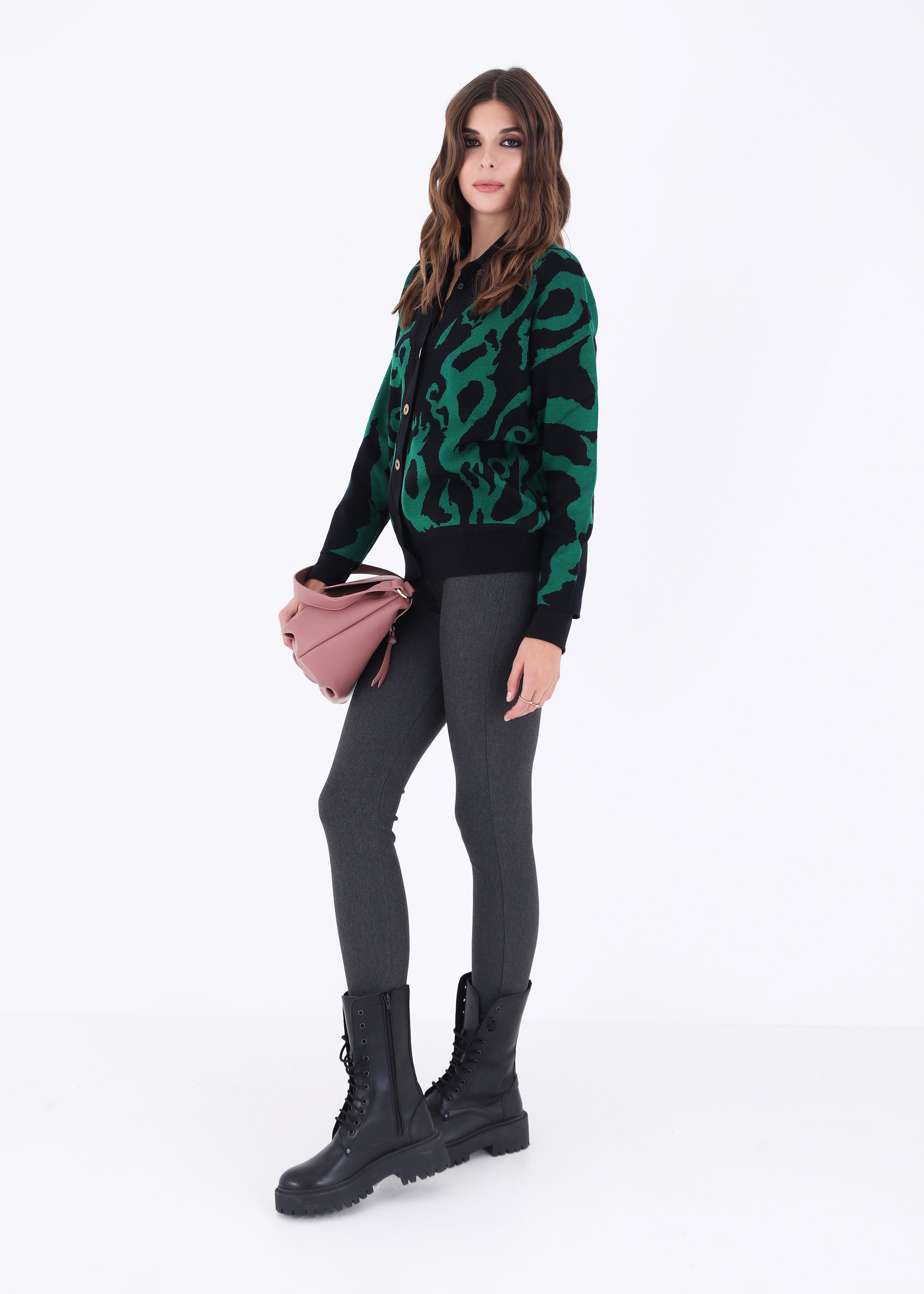 Cardigan con bottoni in maglia jacquard - FW23