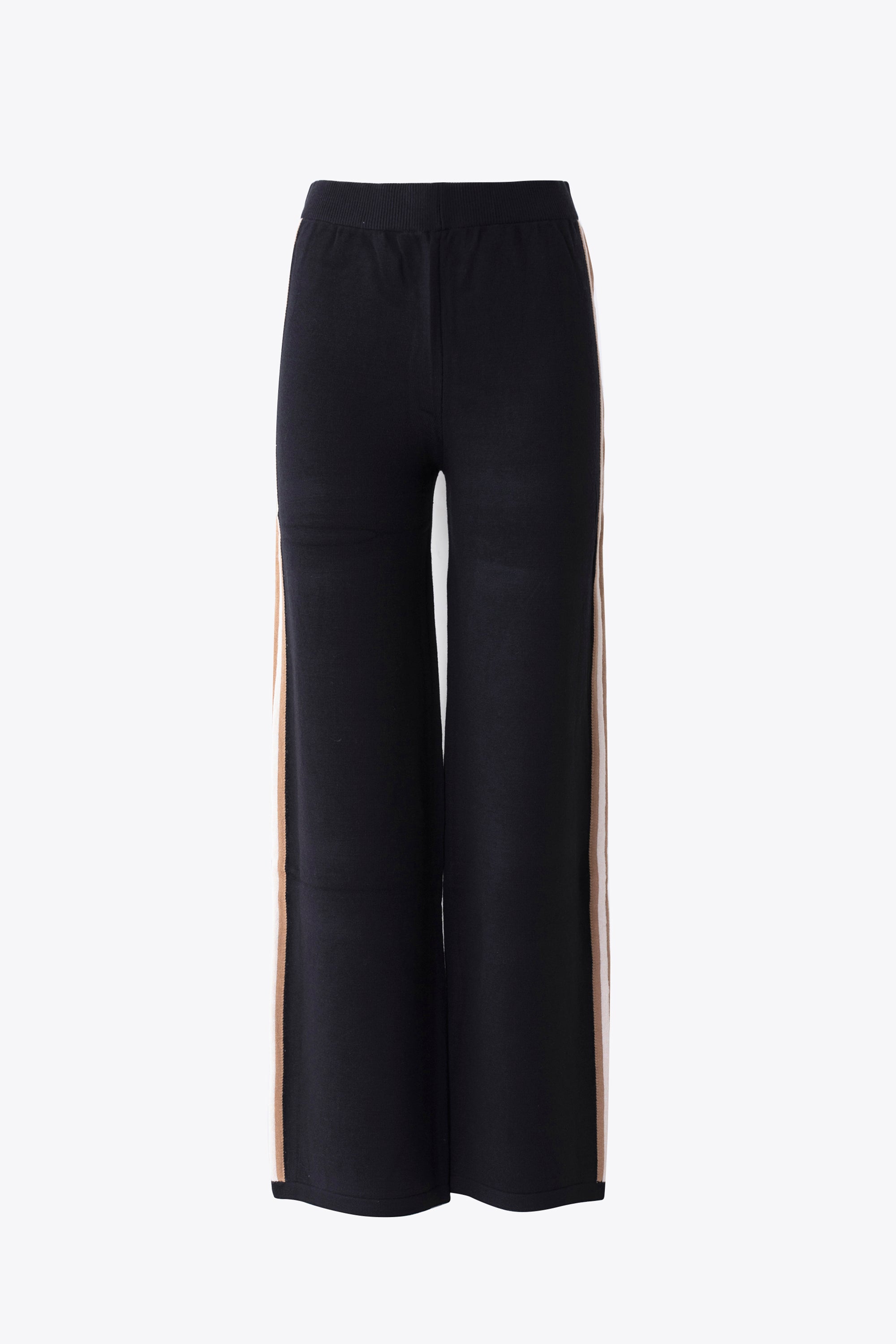 Pantalone a palazzo in maglia con bande a contrasto - FW26