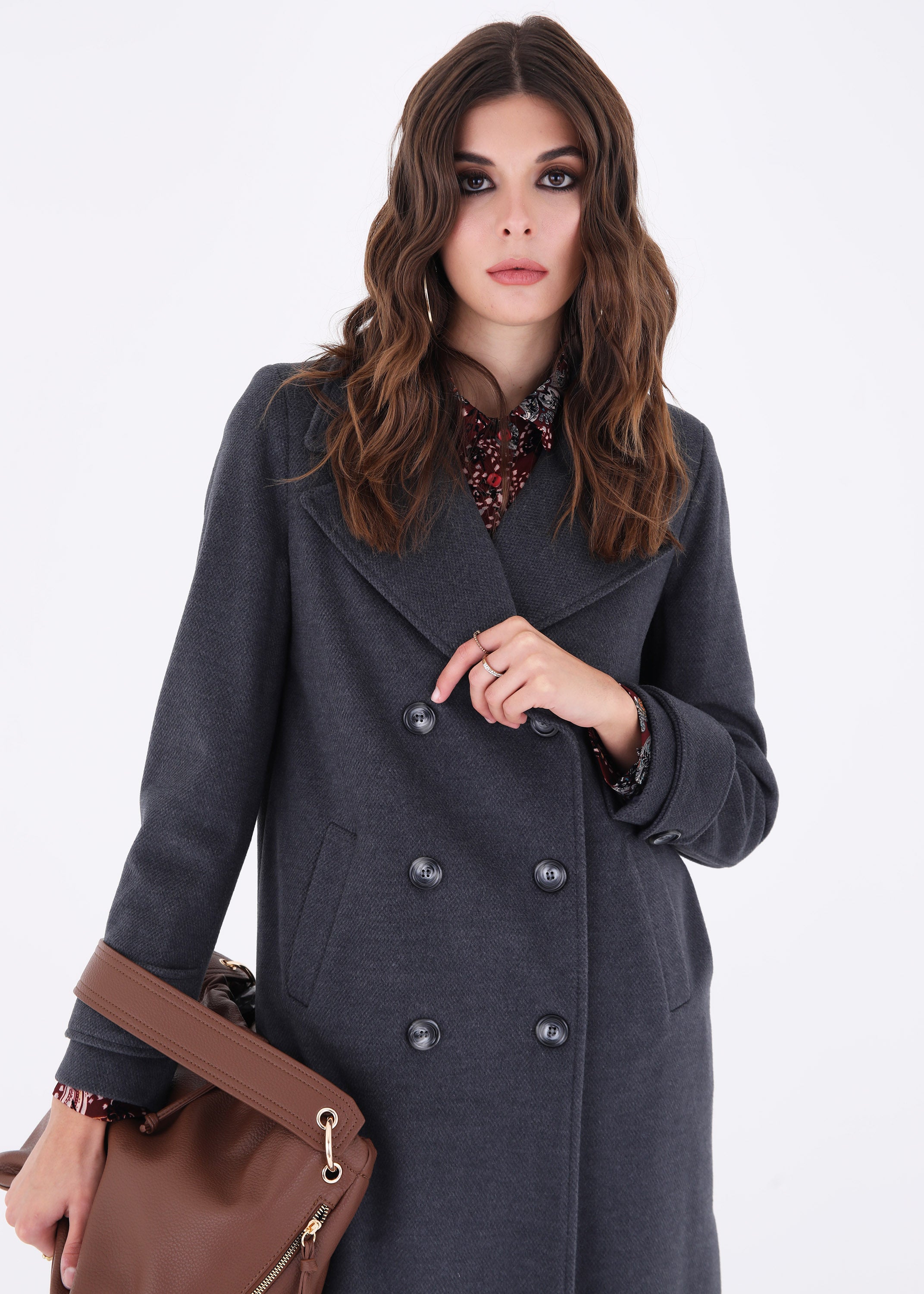 Cappotto midi doppio petto in panno - FW23