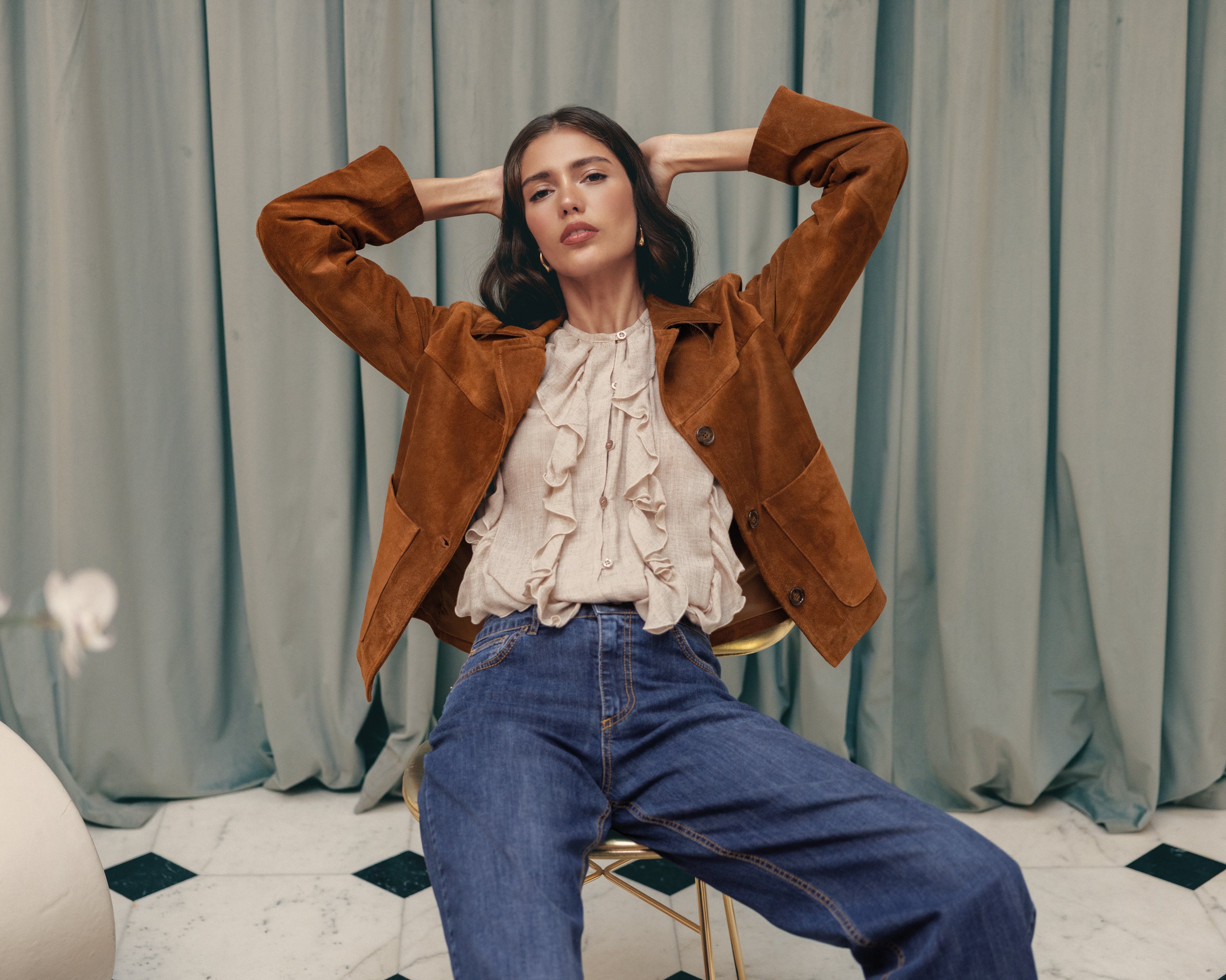 Casacca con rouches in garza di lana - FW26