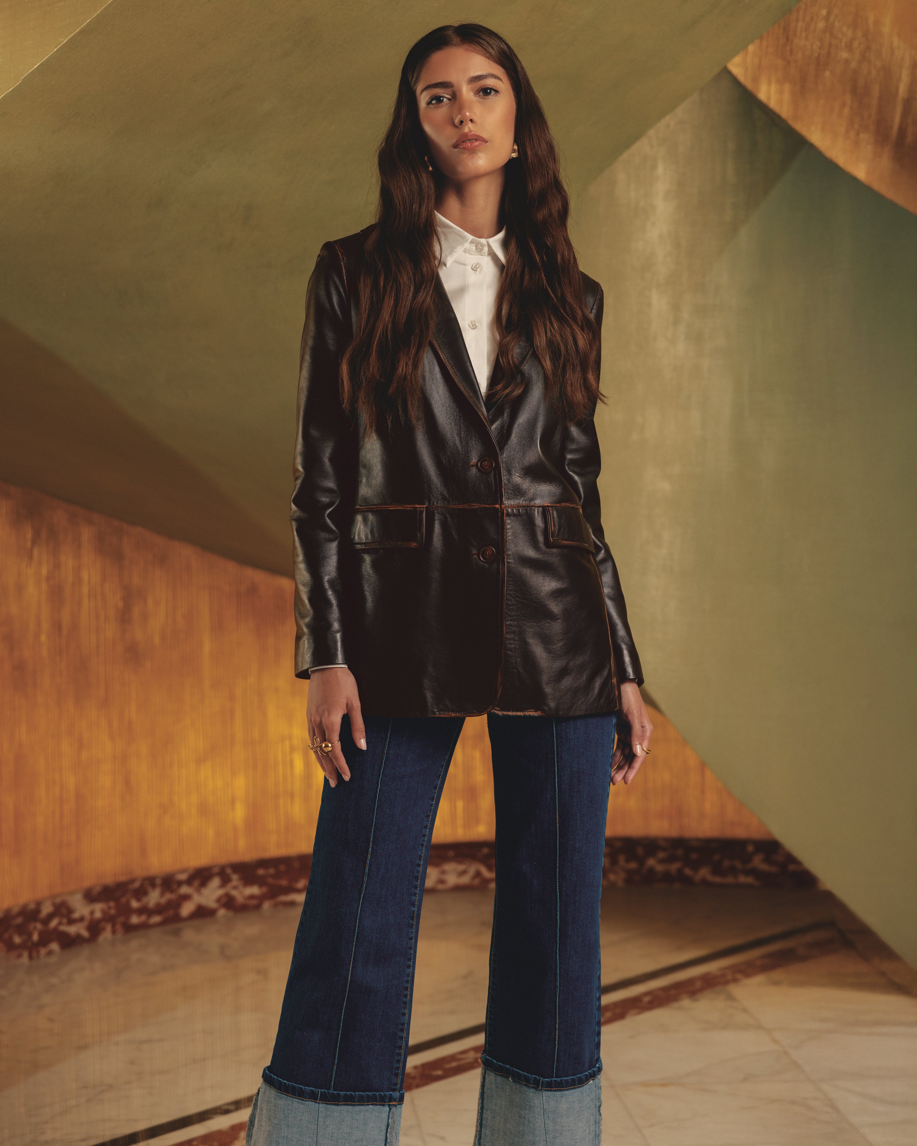 Blazer lungo in vera pelle - FW26