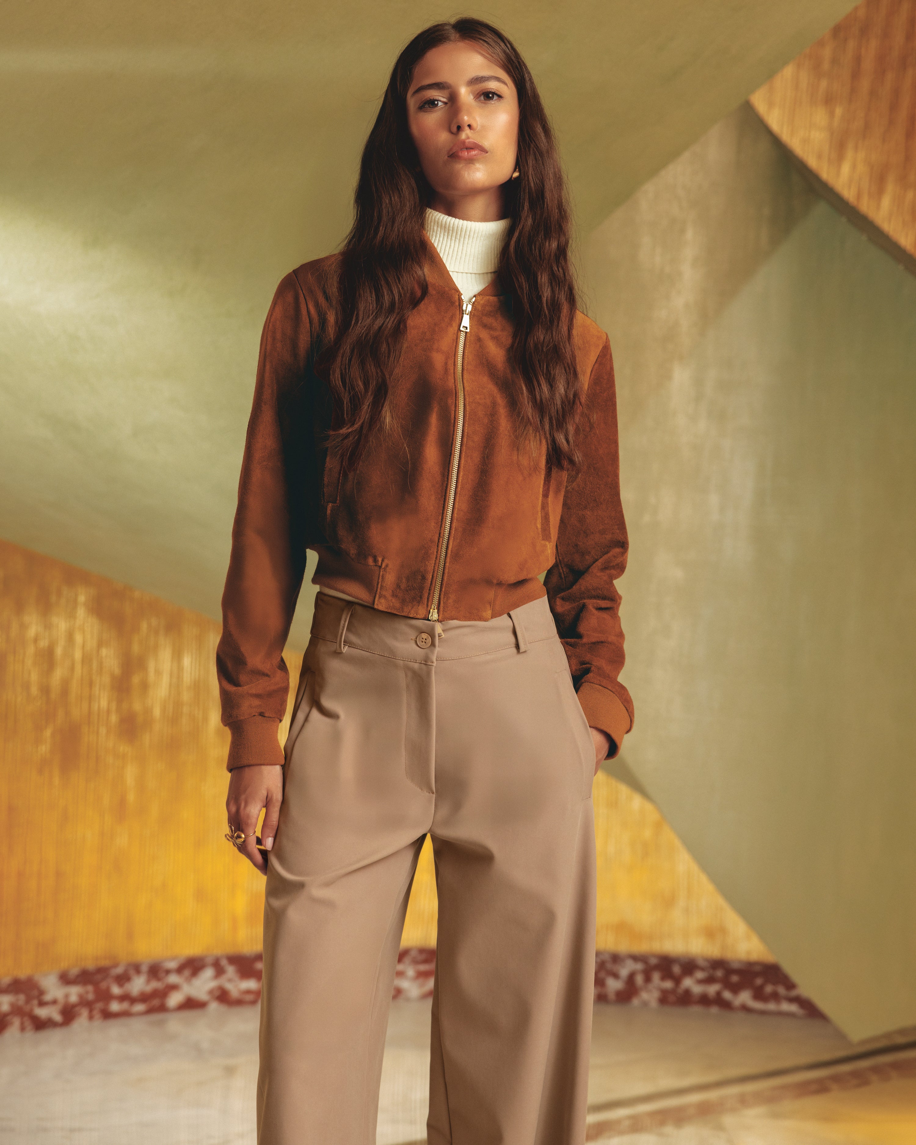 Giacca bomber in pelle scamosciata - FW26