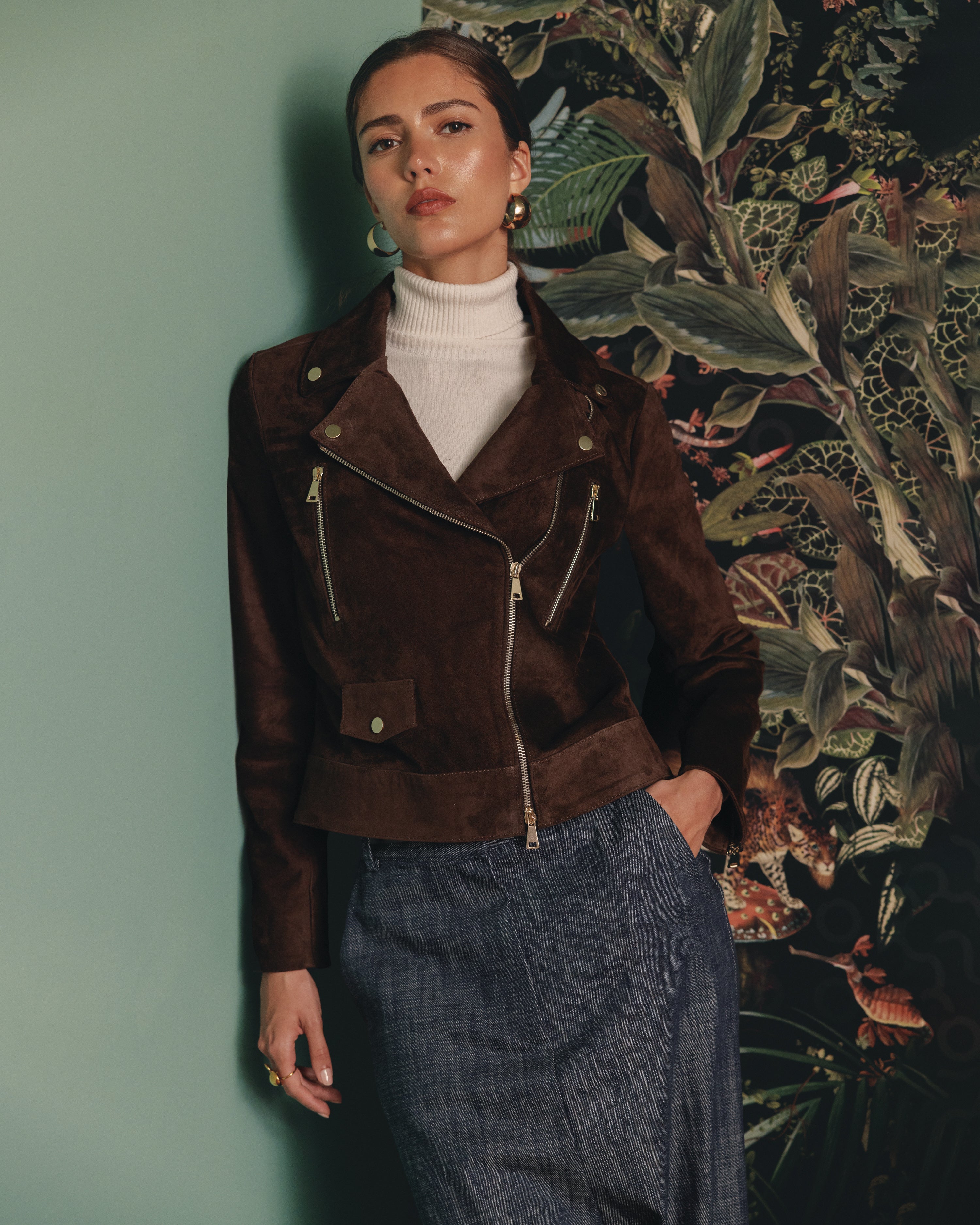 Giacca chiodo in pelle scamosciata - FW26