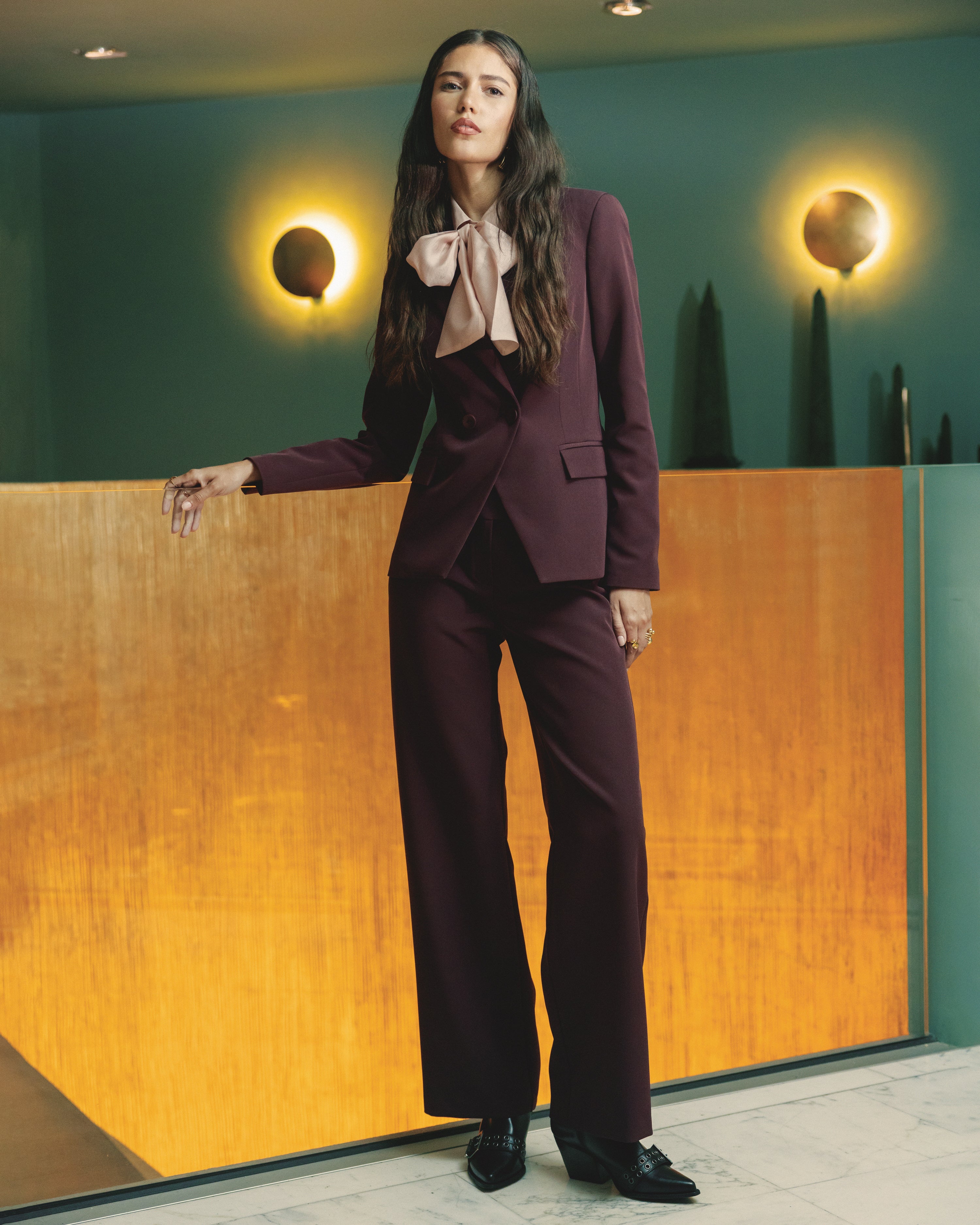 Pantalone palazzo con fascia in tecnico elasticizzato - FW26
