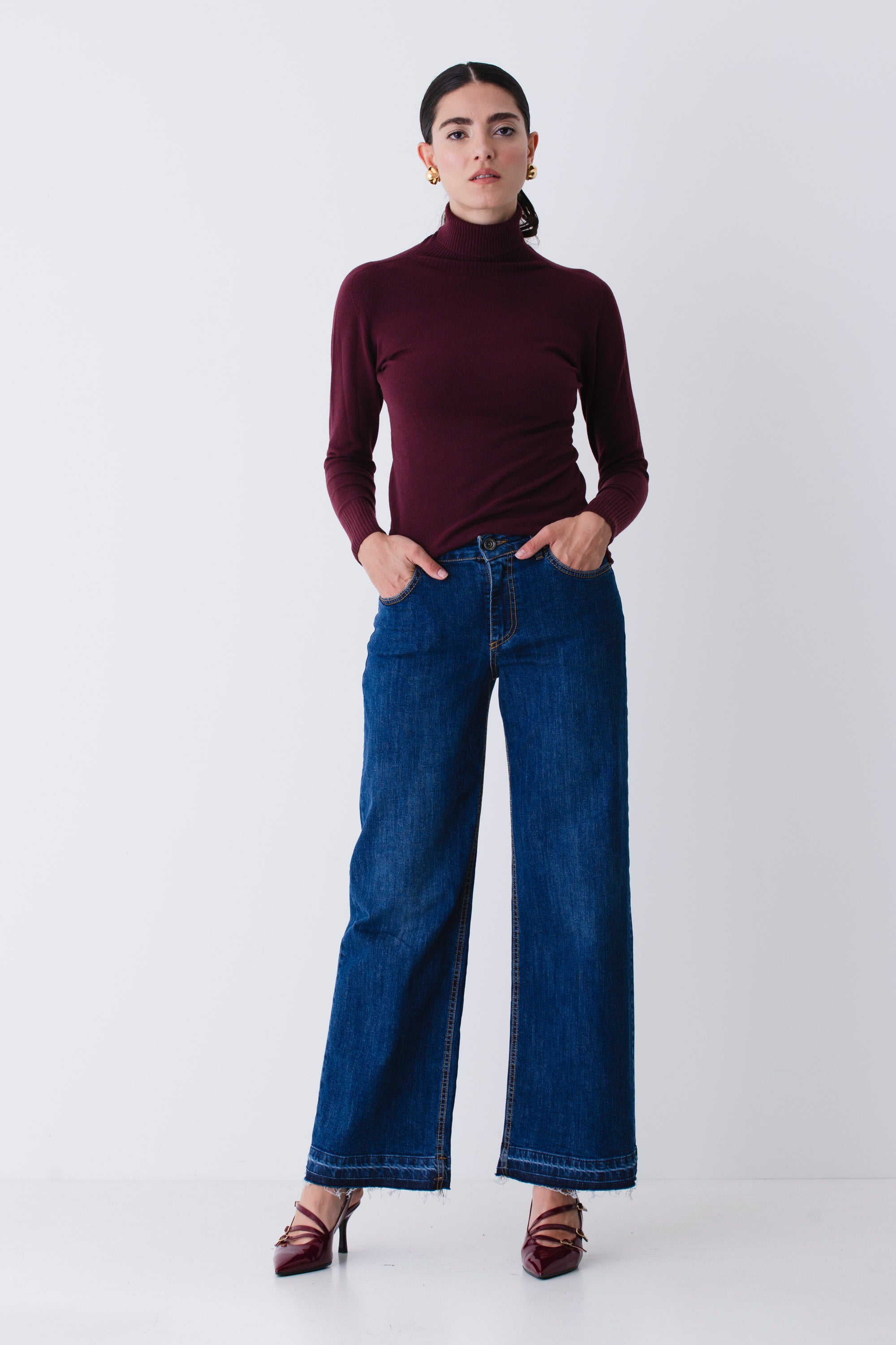 Jeans wide leg con orlo sfrangiato - FW26