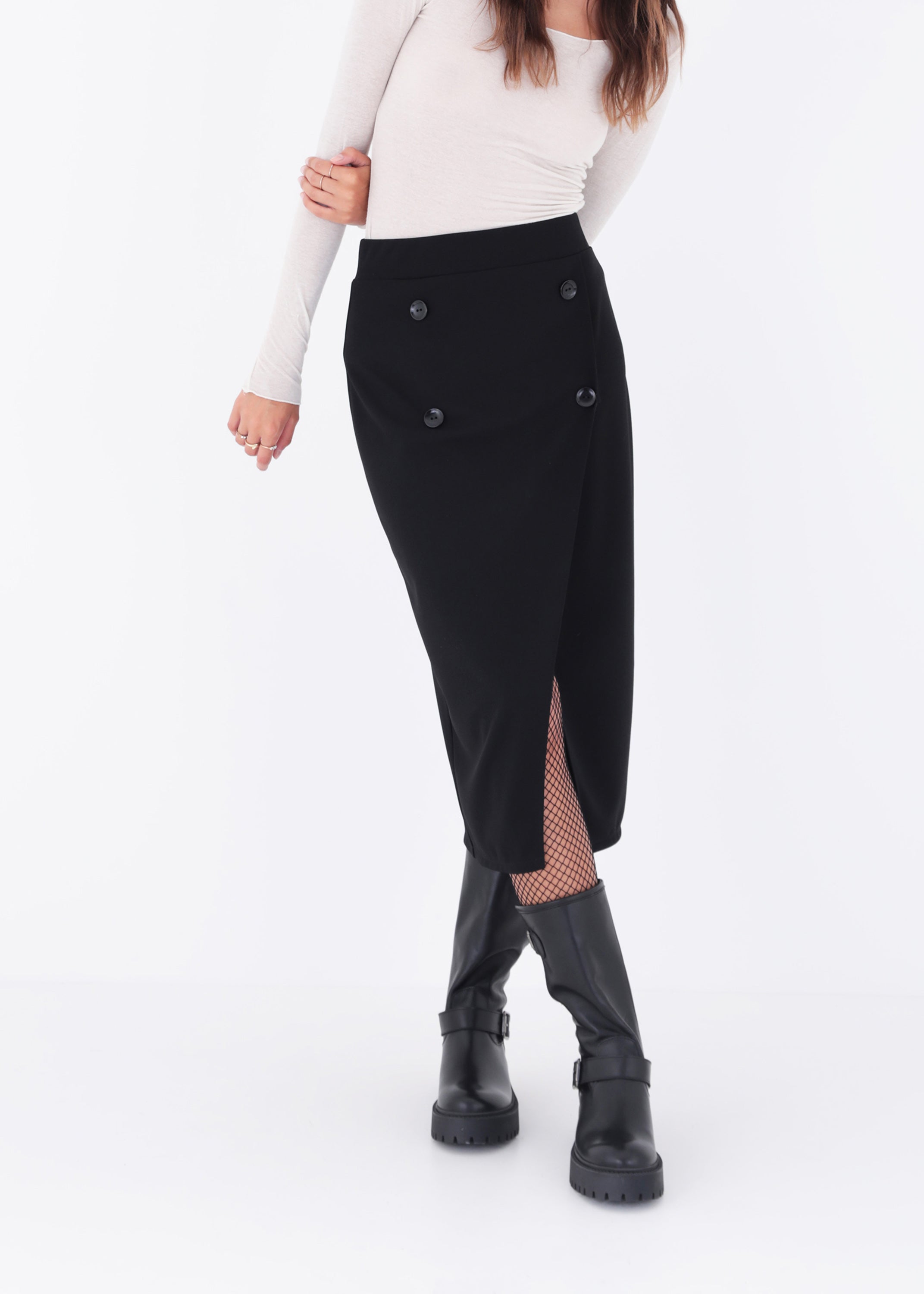 Longuette in scuba crepe con bottoni - FW23