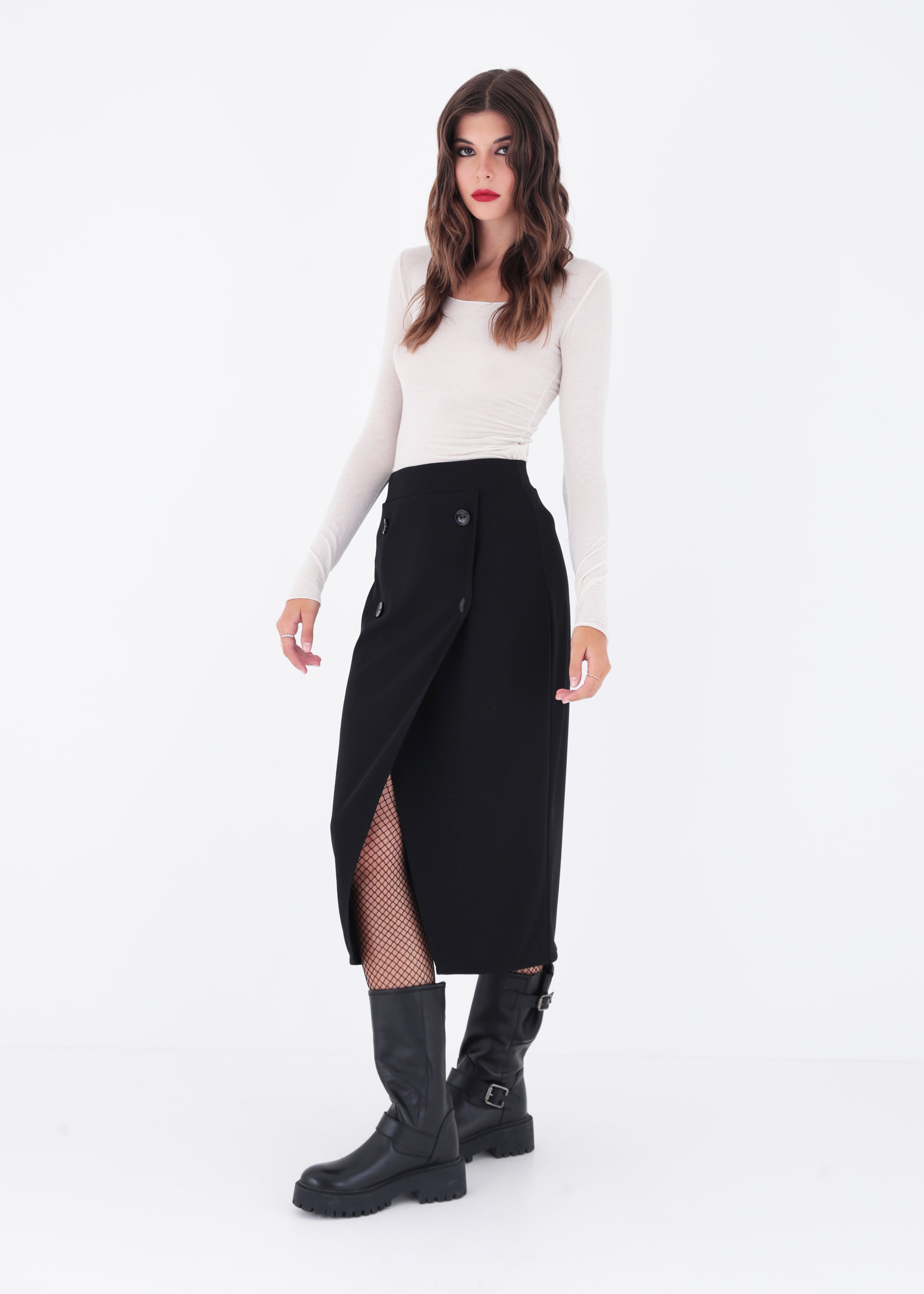 Longuette in scuba crepe con bottoni - FW23