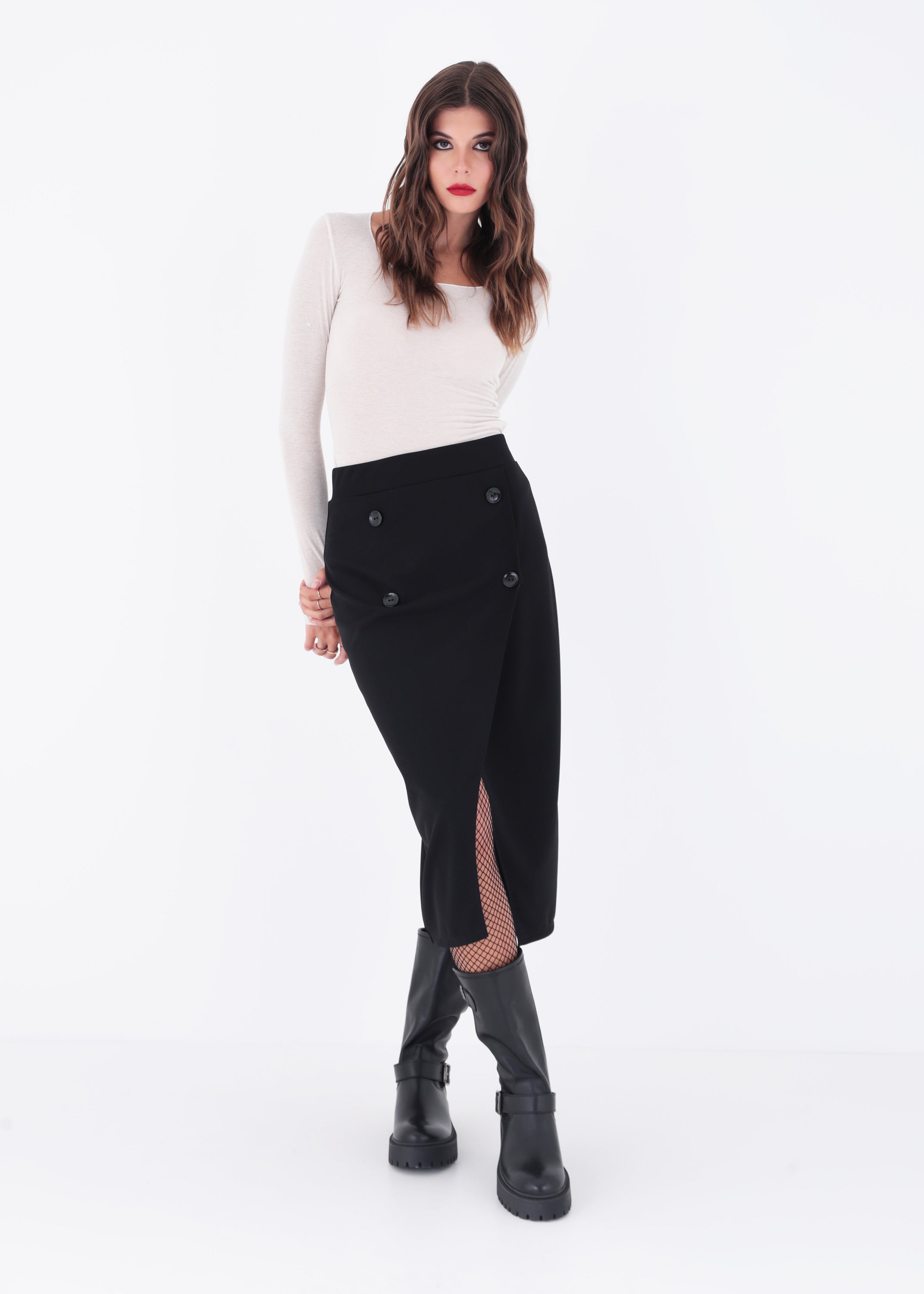 Longuette in scuba crepe con bottoni - FW23