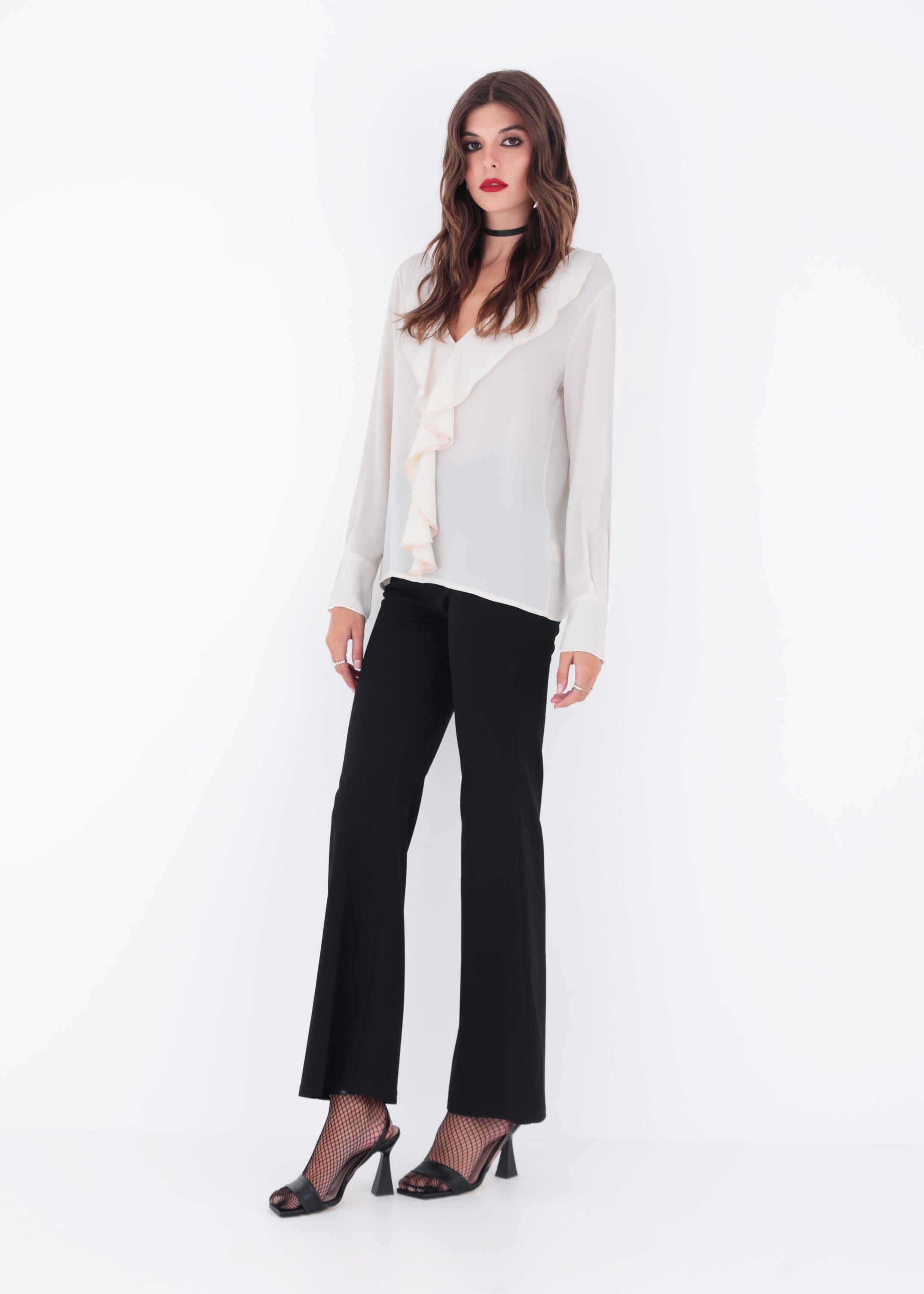 Pantalone a zampa in scuba crepe - FW23