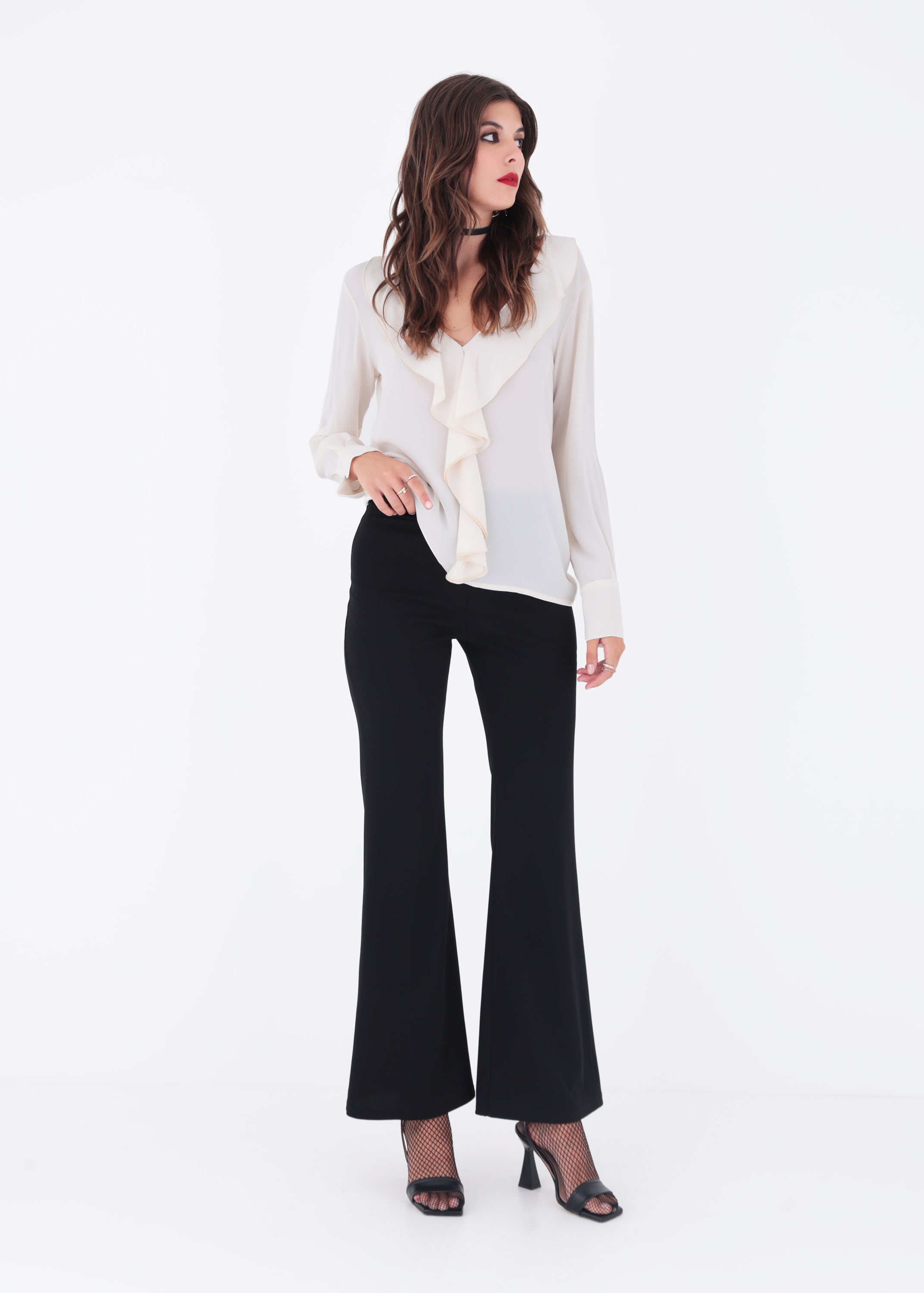 Pantalone a zampa in scuba crepe - FW23