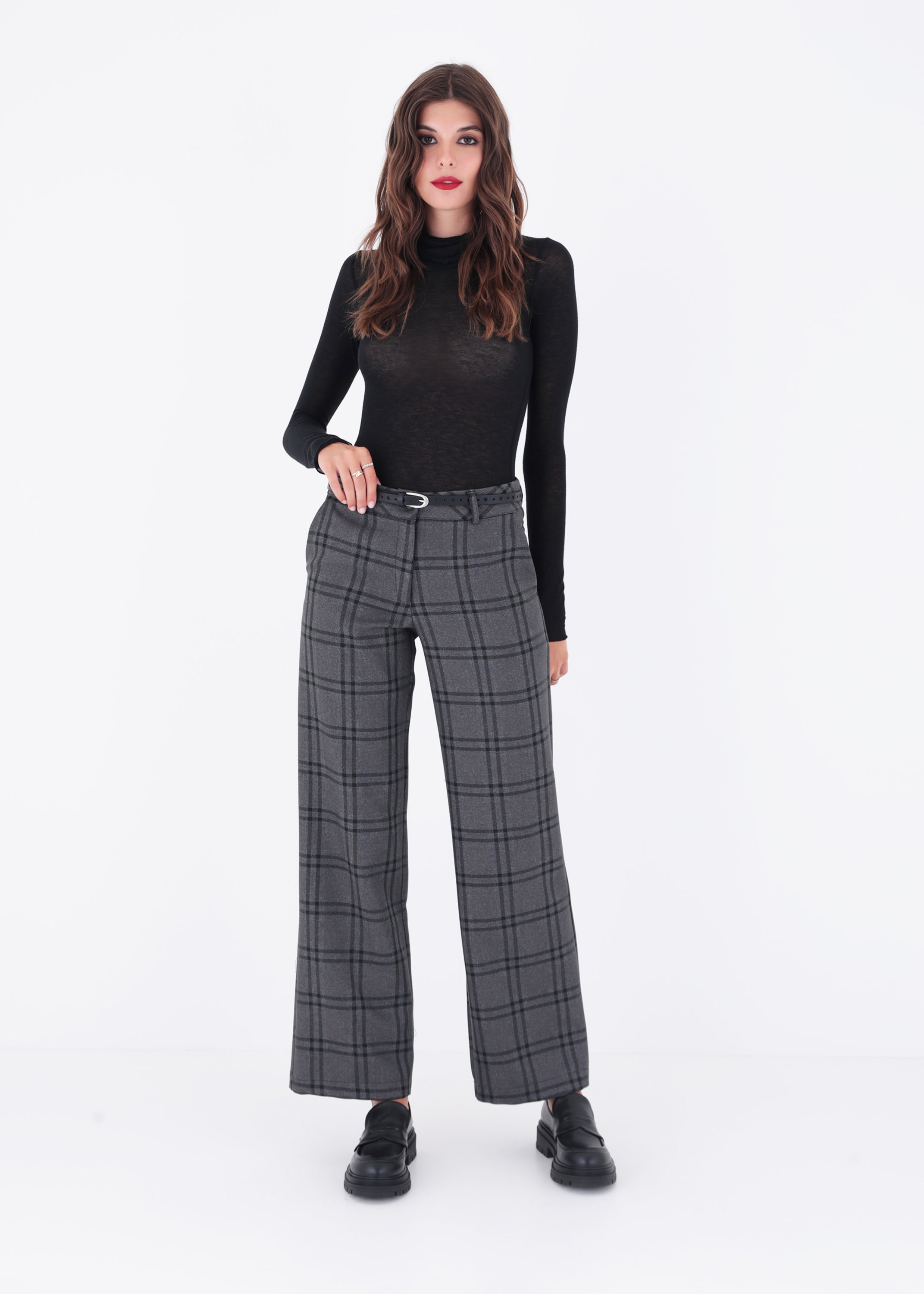 Pantalone palazzo in tessuto a quadri - FW23