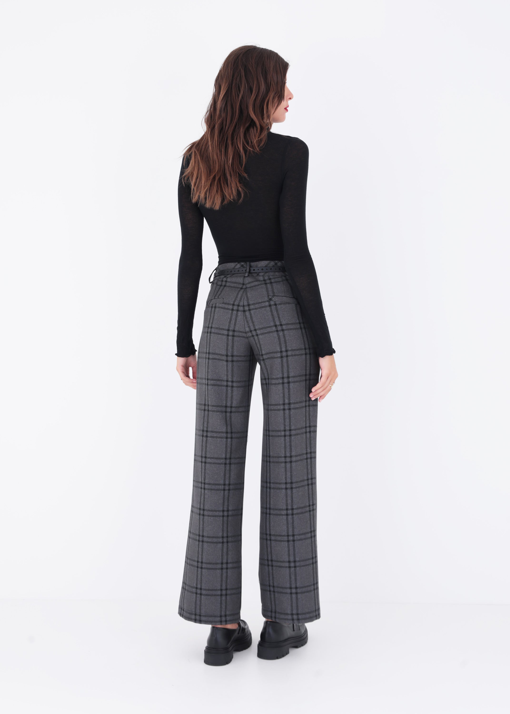 Pantalone palazzo in tessuto a quadri - FW23