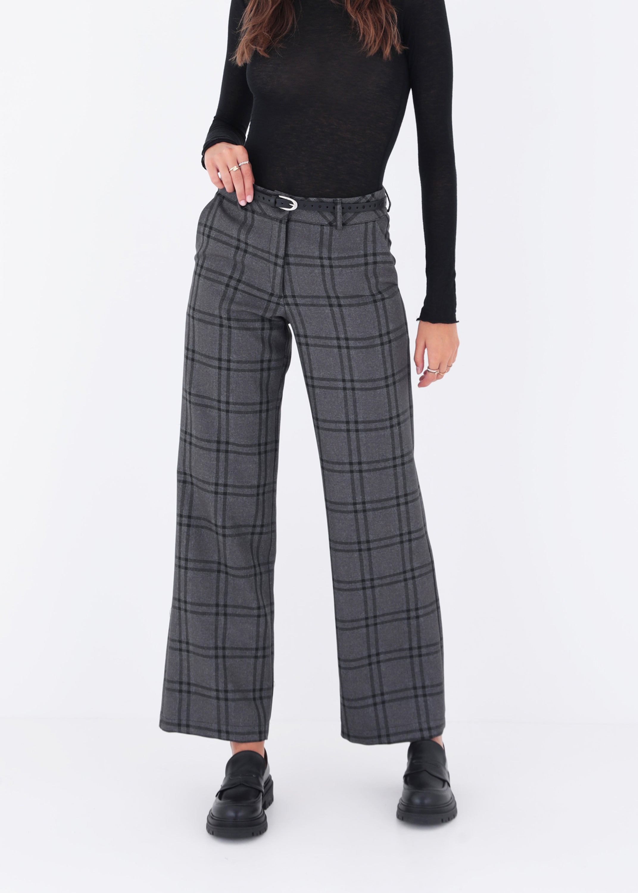 Pantalone palazzo in tessuto a quadri - FW23