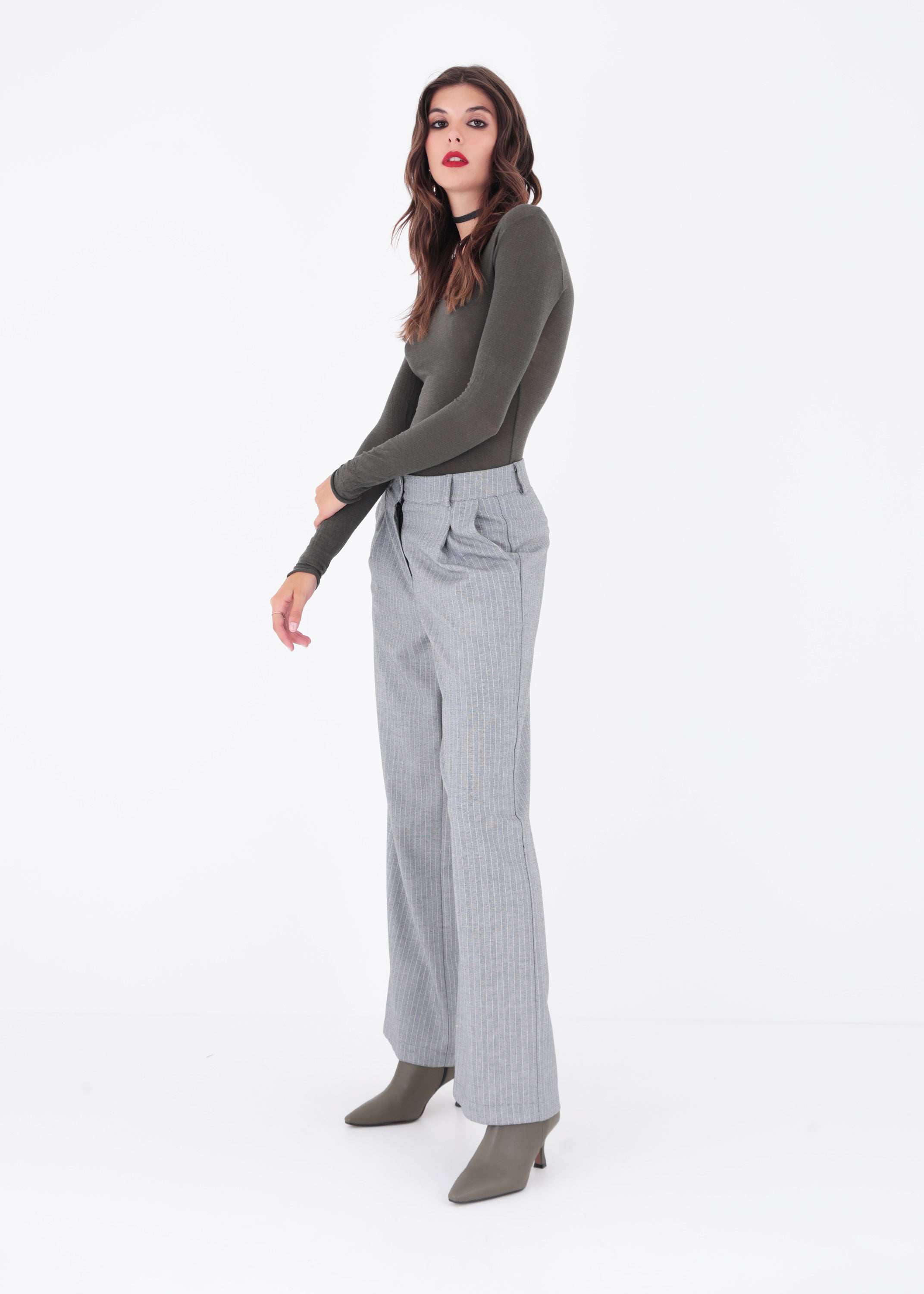 Pantalone palazzo in tessuto spinato - FW23