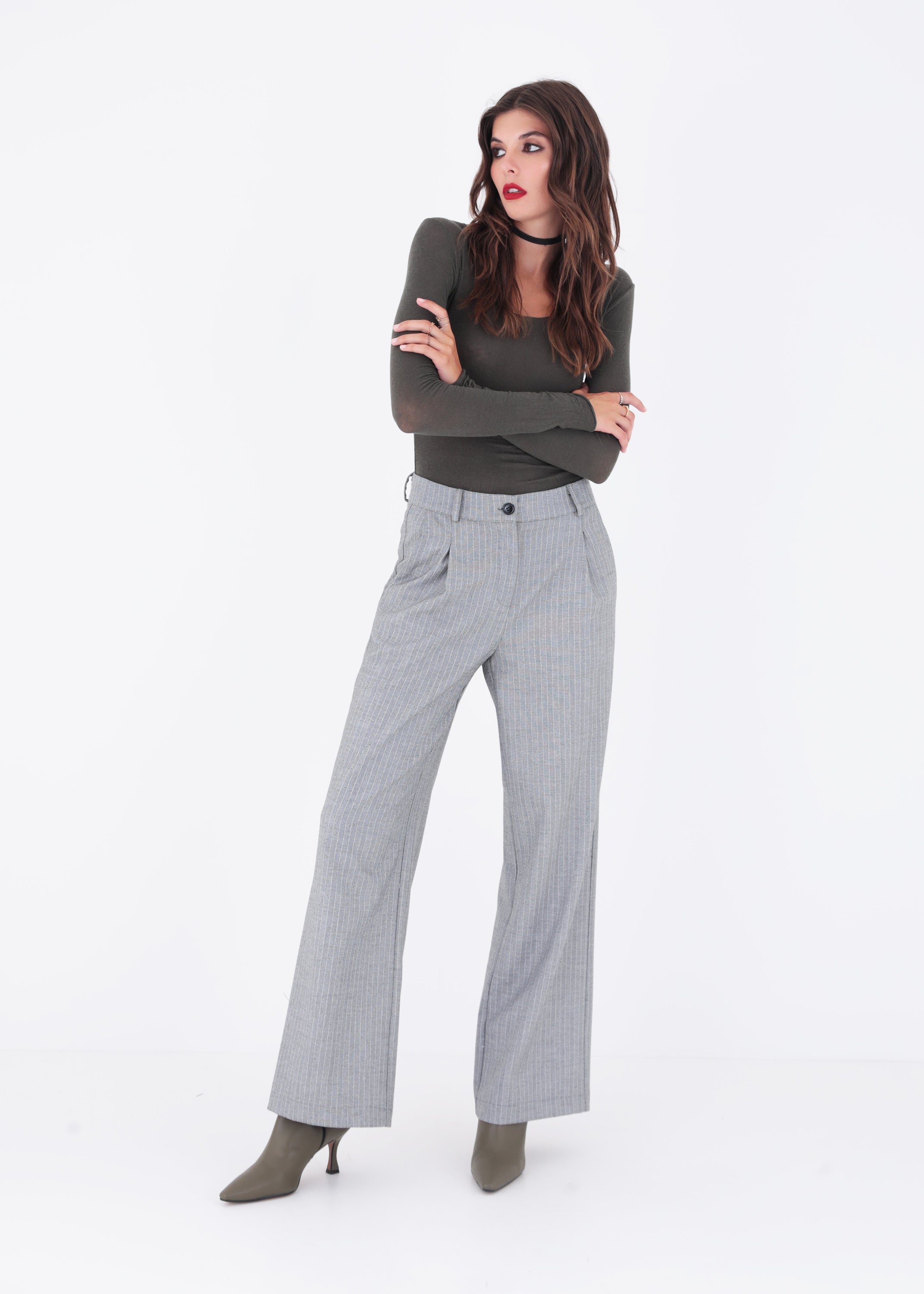 Pantalone palazzo in tessuto spinato - FW23