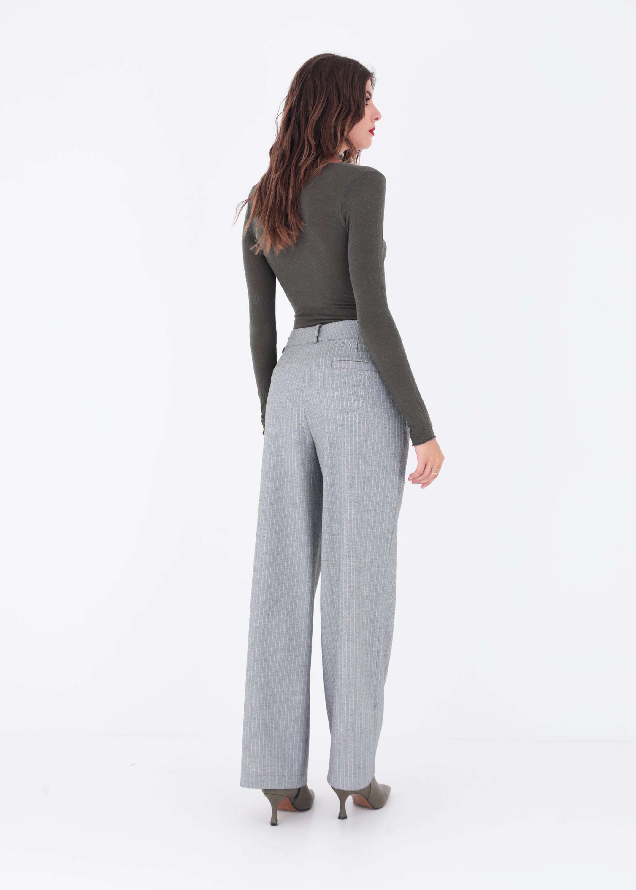Pantalone palazzo in tessuto spinato - FW23