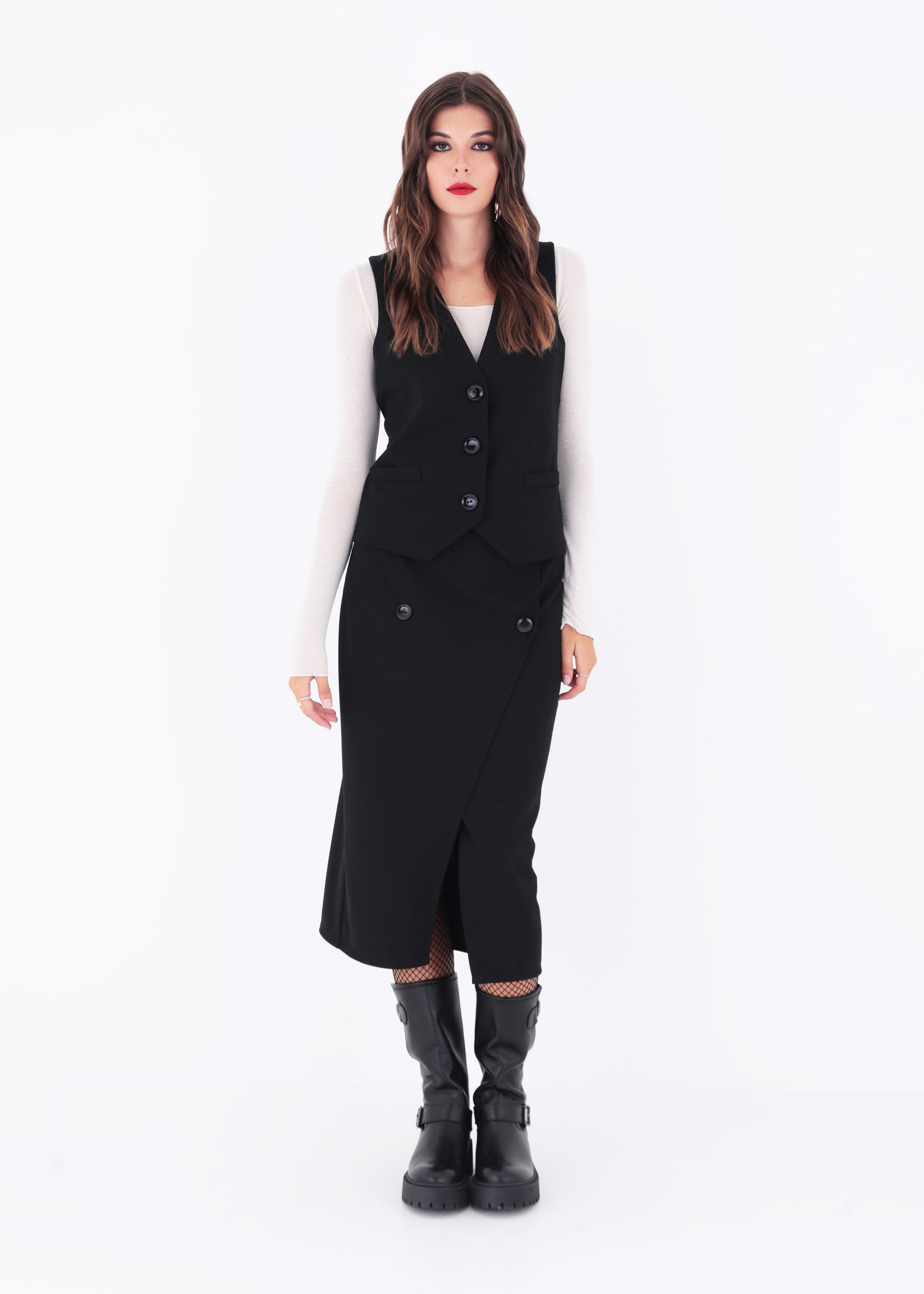 Gilet ad un petto in scuba crepe - FW23