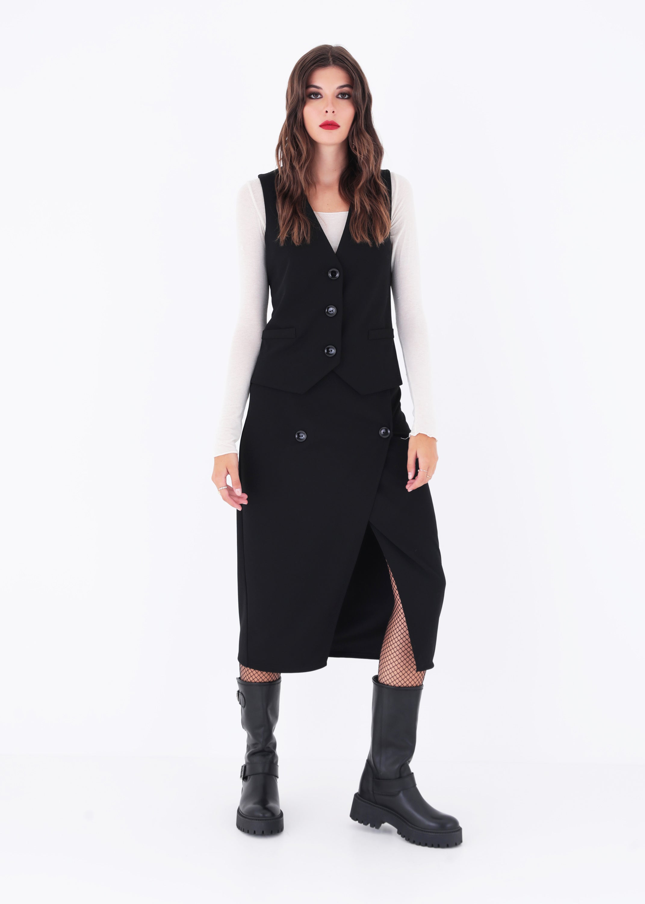 Gilet ad un petto in scuba crepe - FW23
