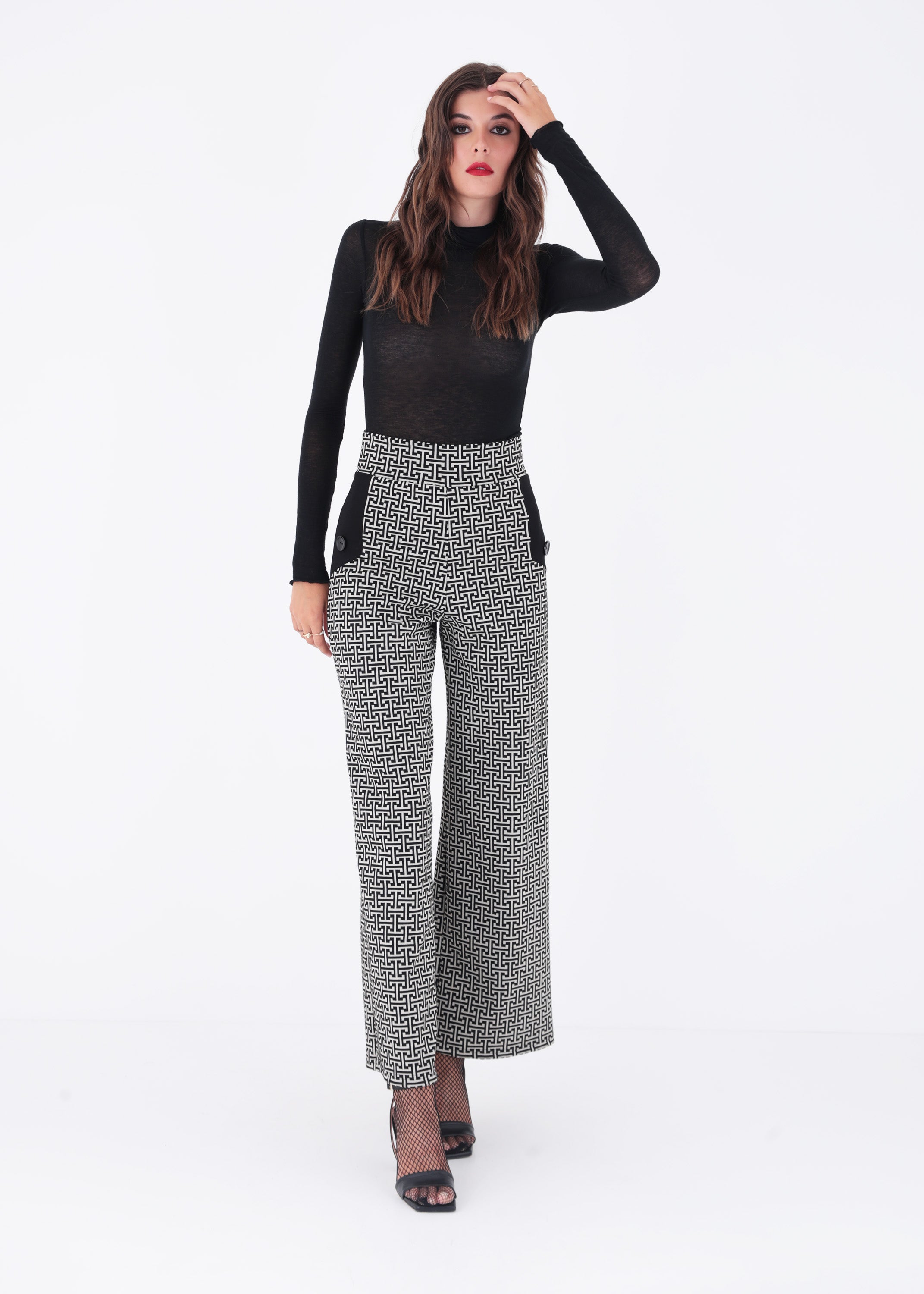 Pantalone palazzo in jacquard geometrico - FW23