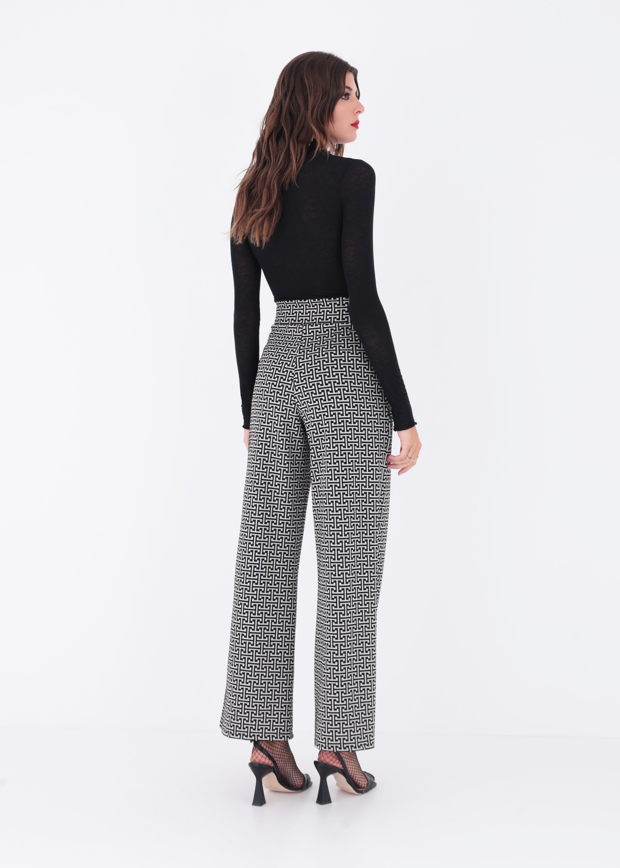 Pantalone palazzo in jacquard geometrico - FW23