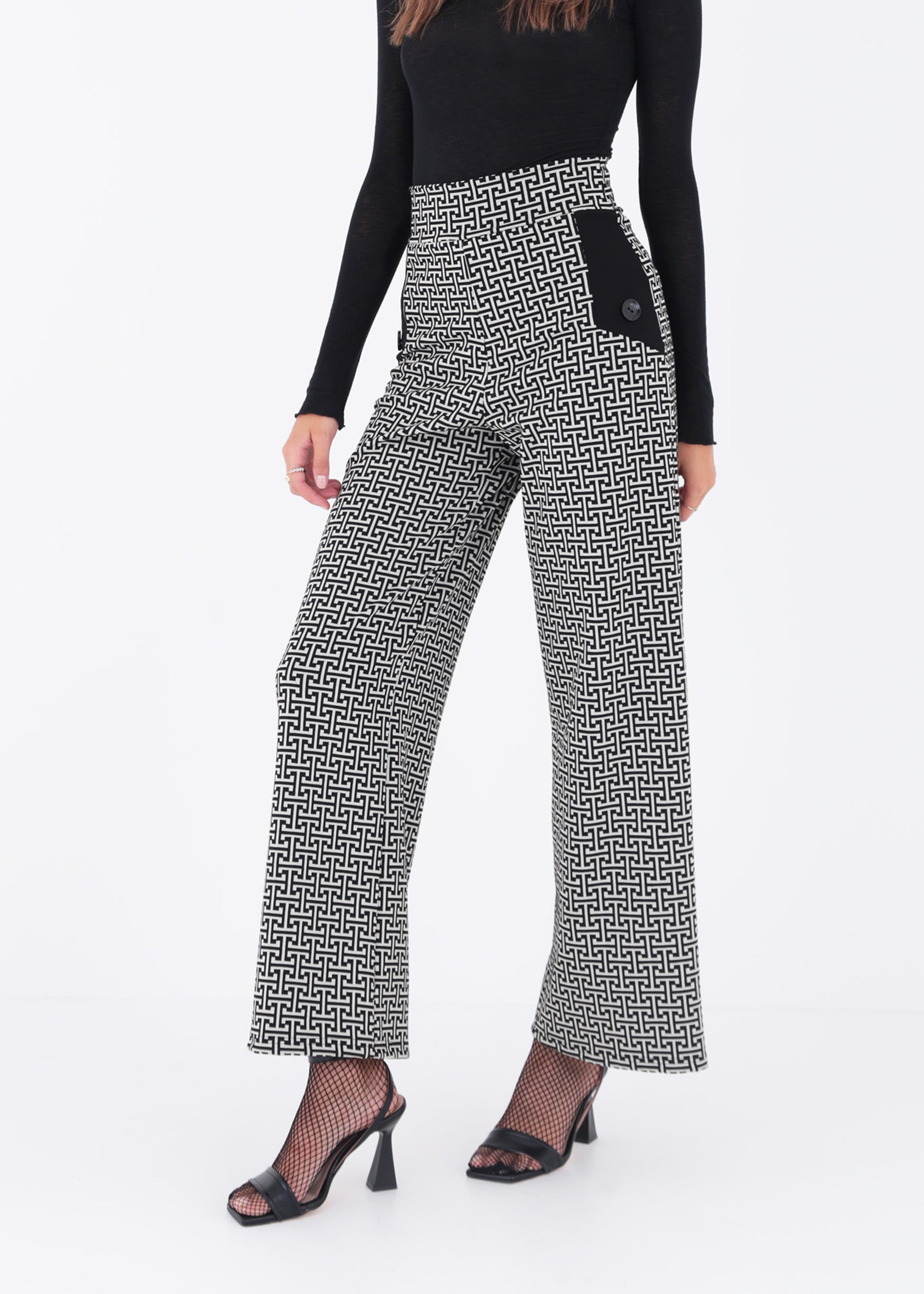 Pantalone palazzo in jacquard geometrico - FW23