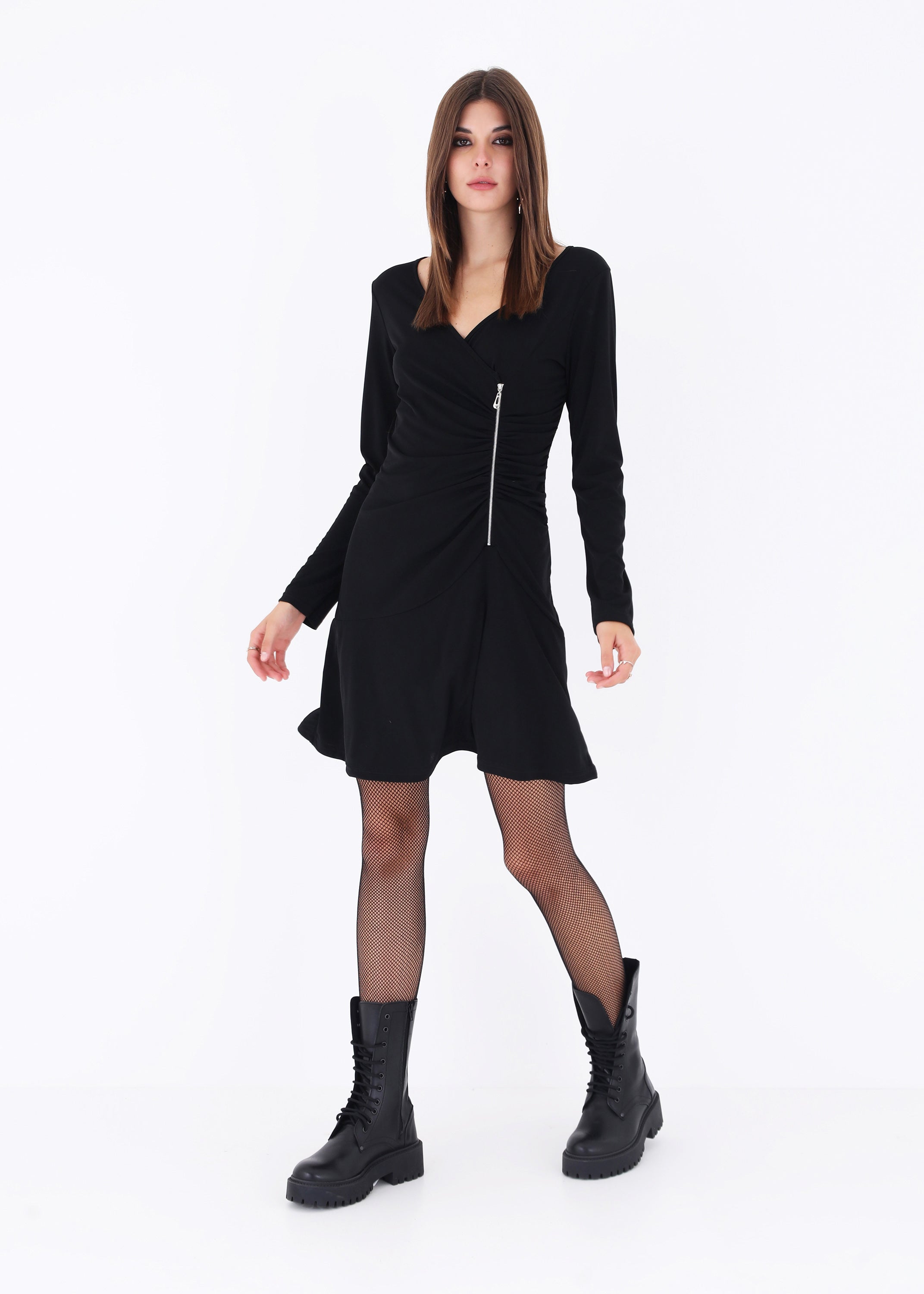 Abito corto in jersey con cerniera - FW23