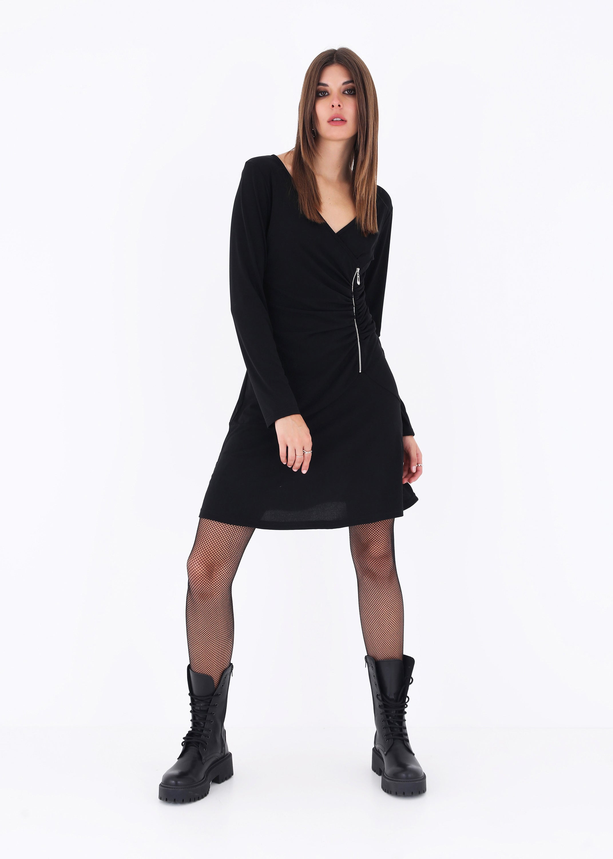 Abito corto in jersey con cerniera - FW23