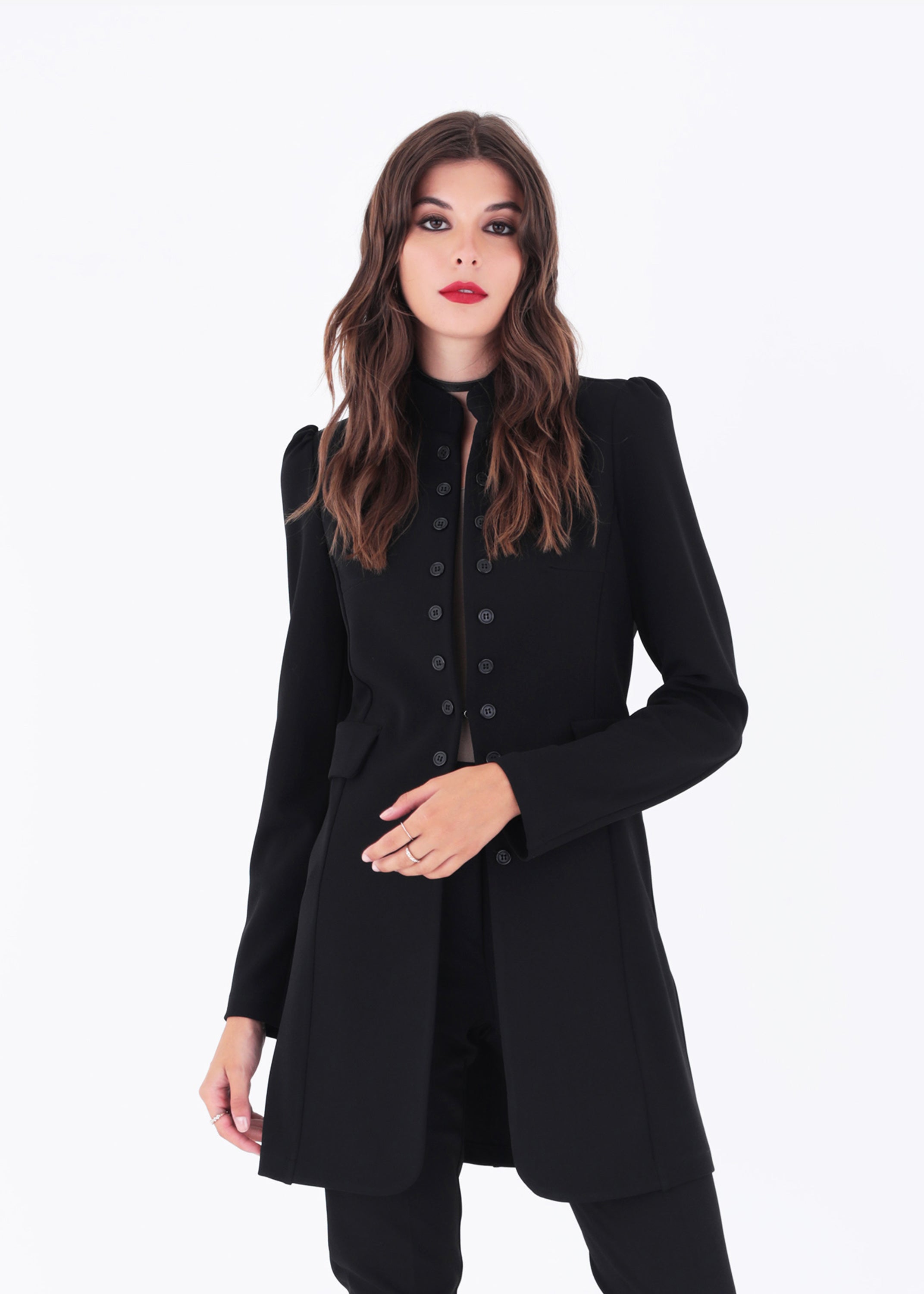 Giacca in scuba crepe con bottoni applicati - FW23