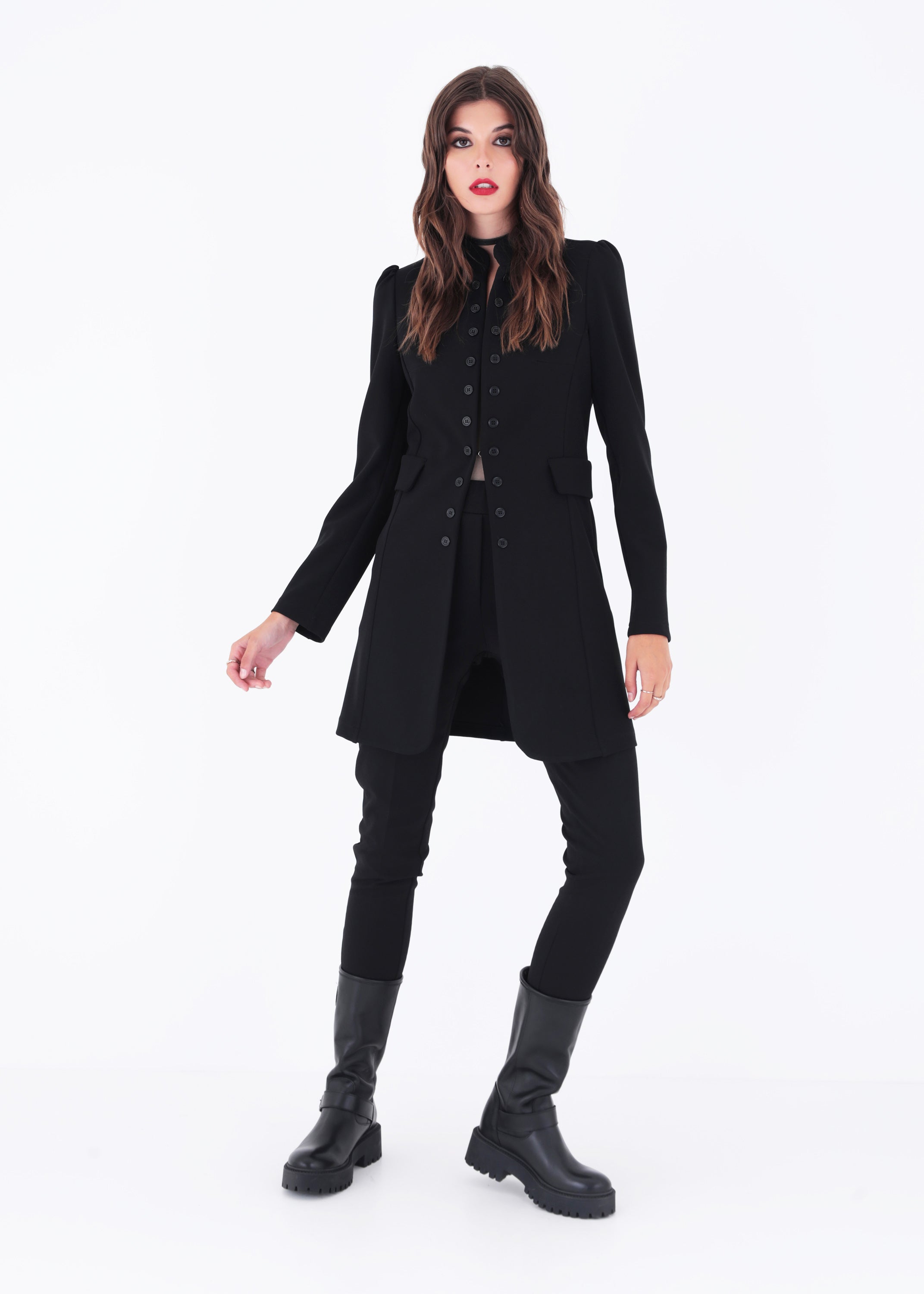 Giacca in scuba crepe con bottoni applicati - FW23