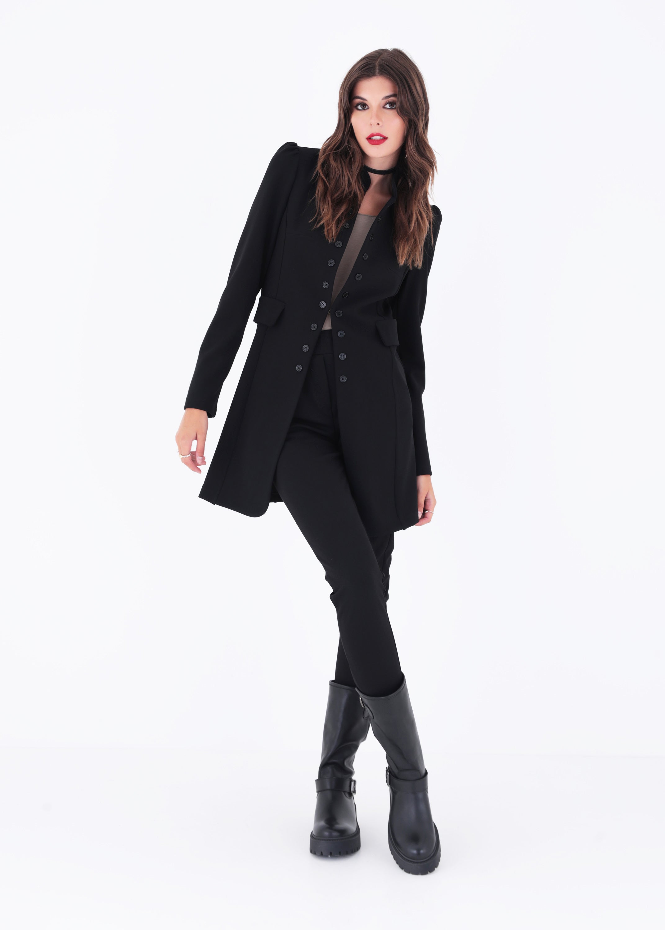 Giacca in scuba crepe con bottoni applicati - FW23