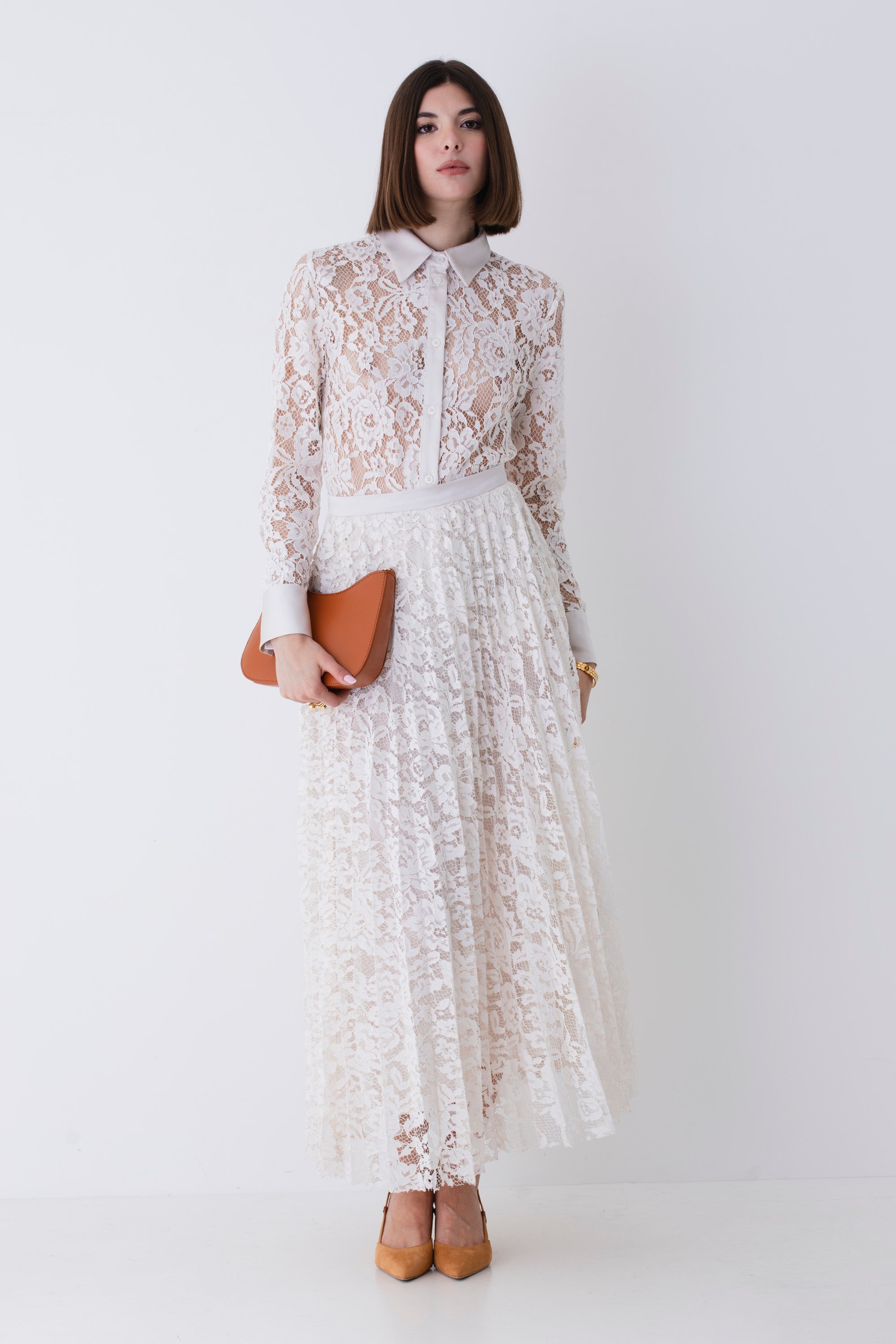 Camicia in pizzo macramè - PE25