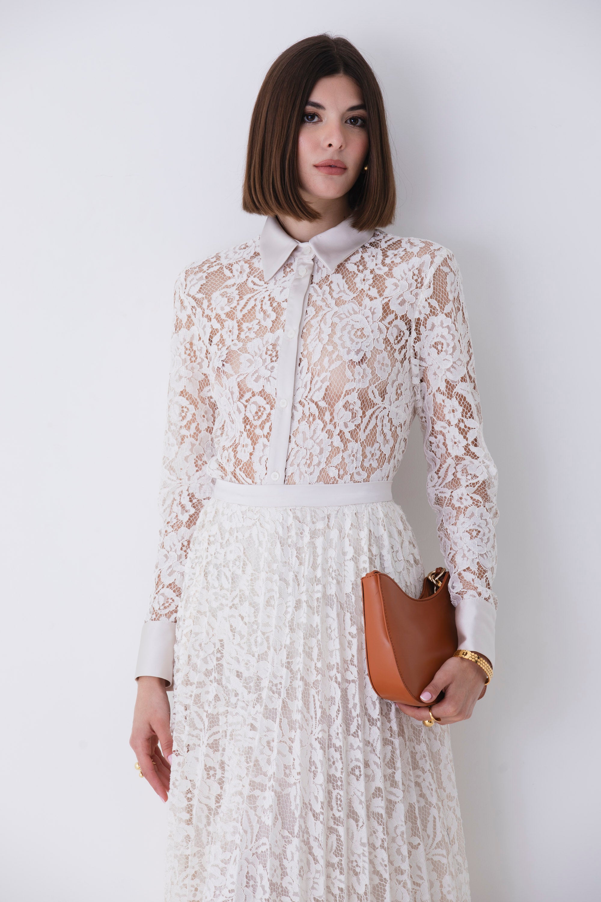 Camicia in pizzo macramè - PE25